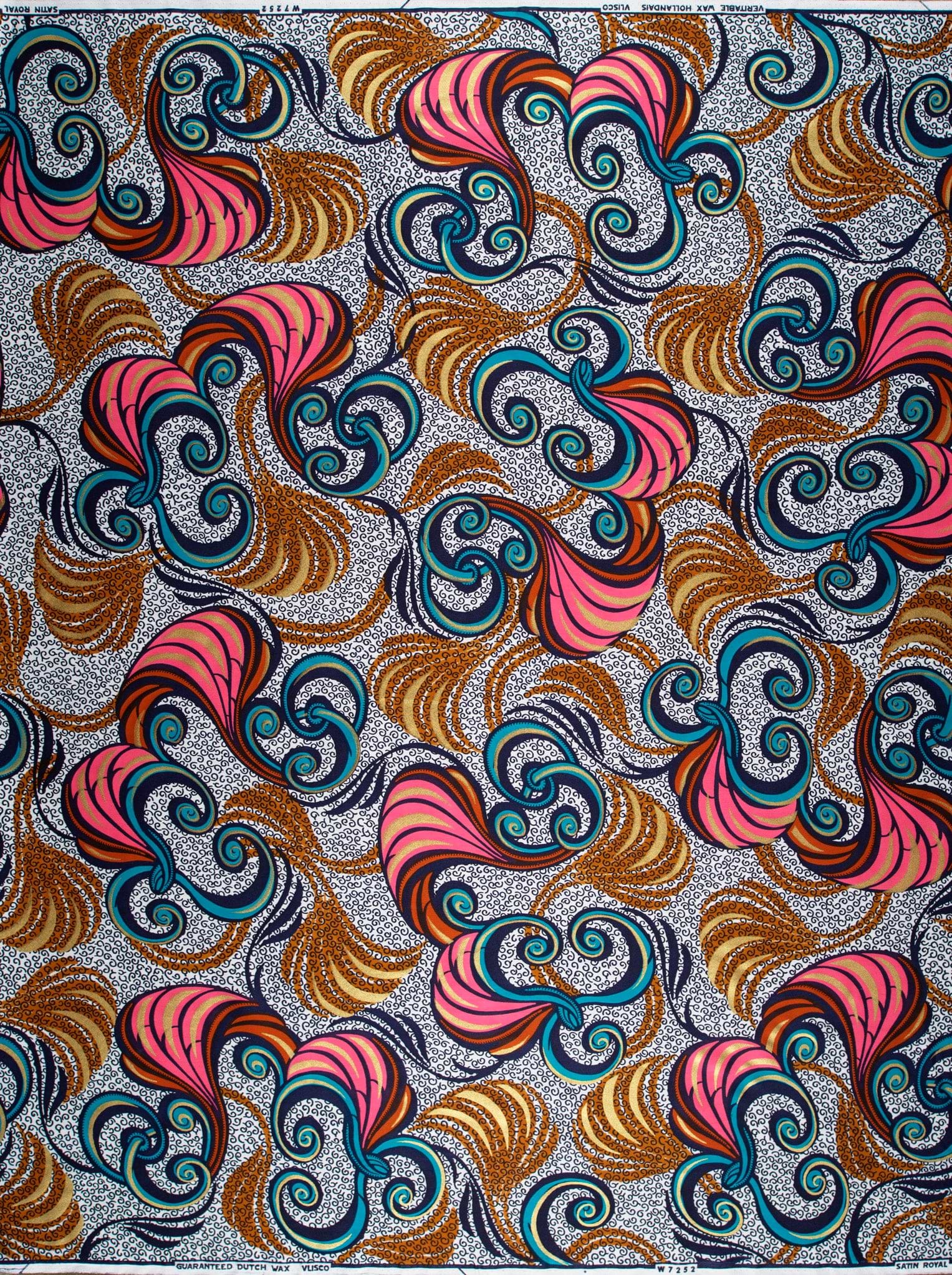 Vibrant pink teal floral-patterned fabric satin royal vlw7252.003