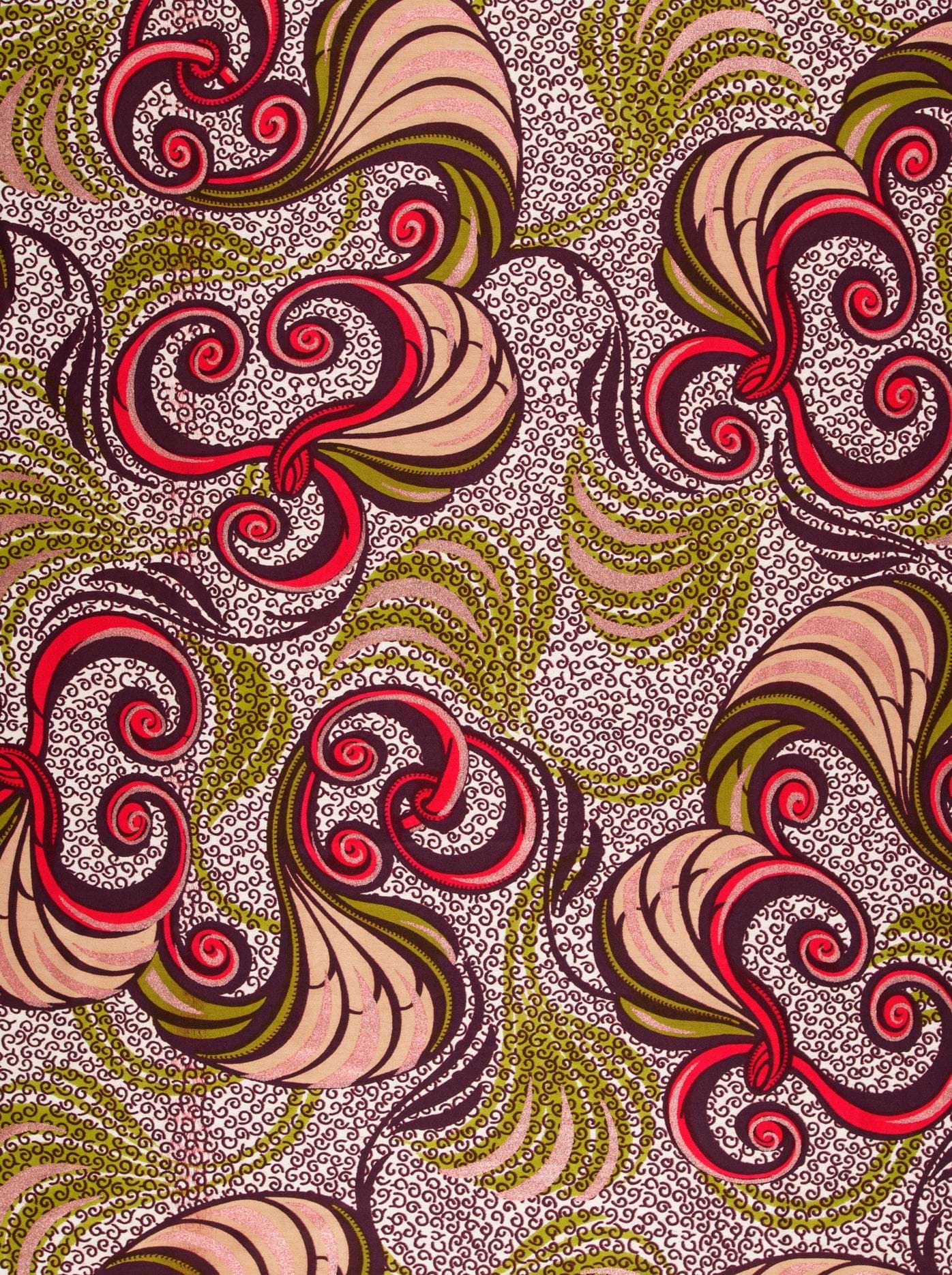 Vibrant african print fabric red satin royal vlw7252.004