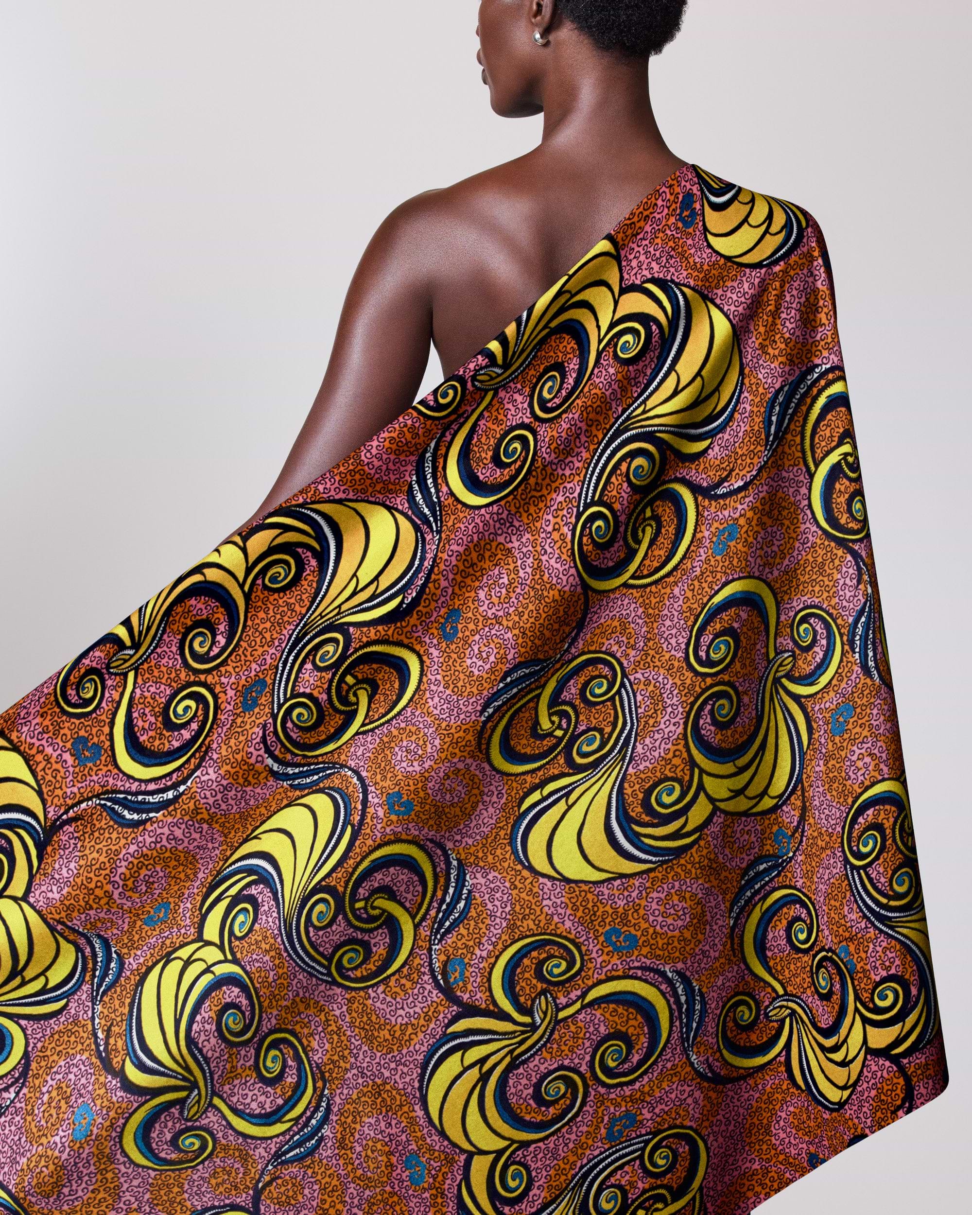 Vibrant one-shoulder wrap dress bold satin royal vlw7252.006