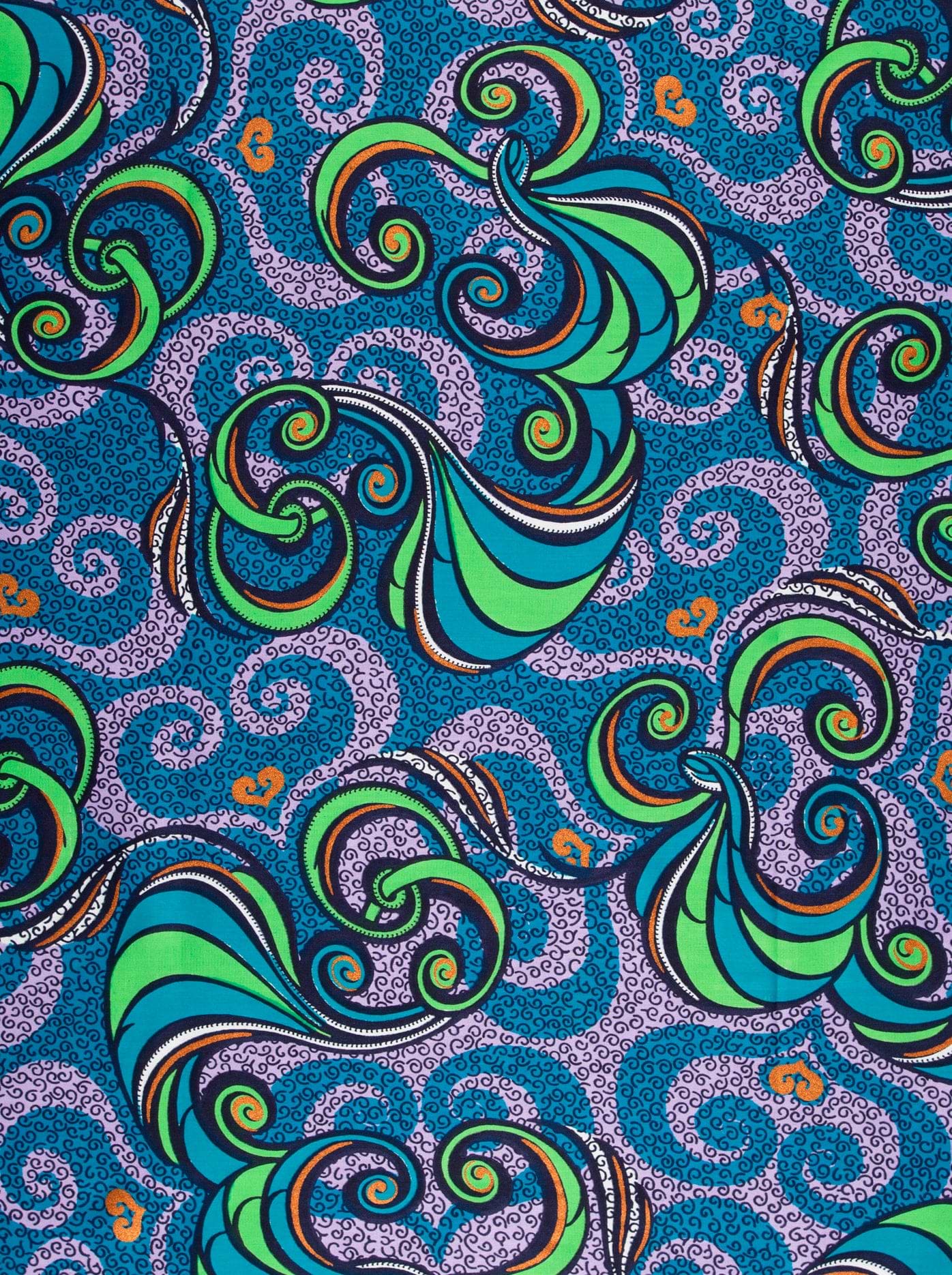 Vibrant blue green paisley-patterned fabric satin royal vlw7252.007