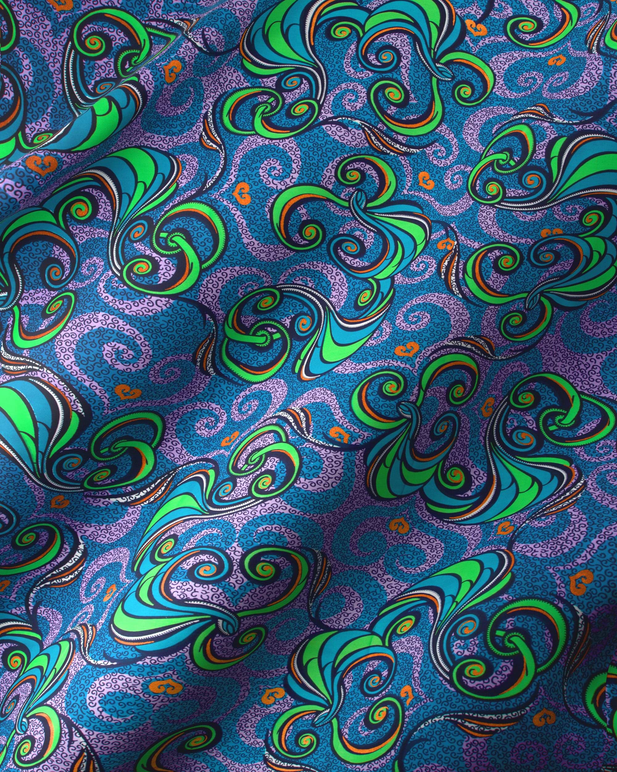 Vibrant blue green paisley fabric satin royal vlw7252.007