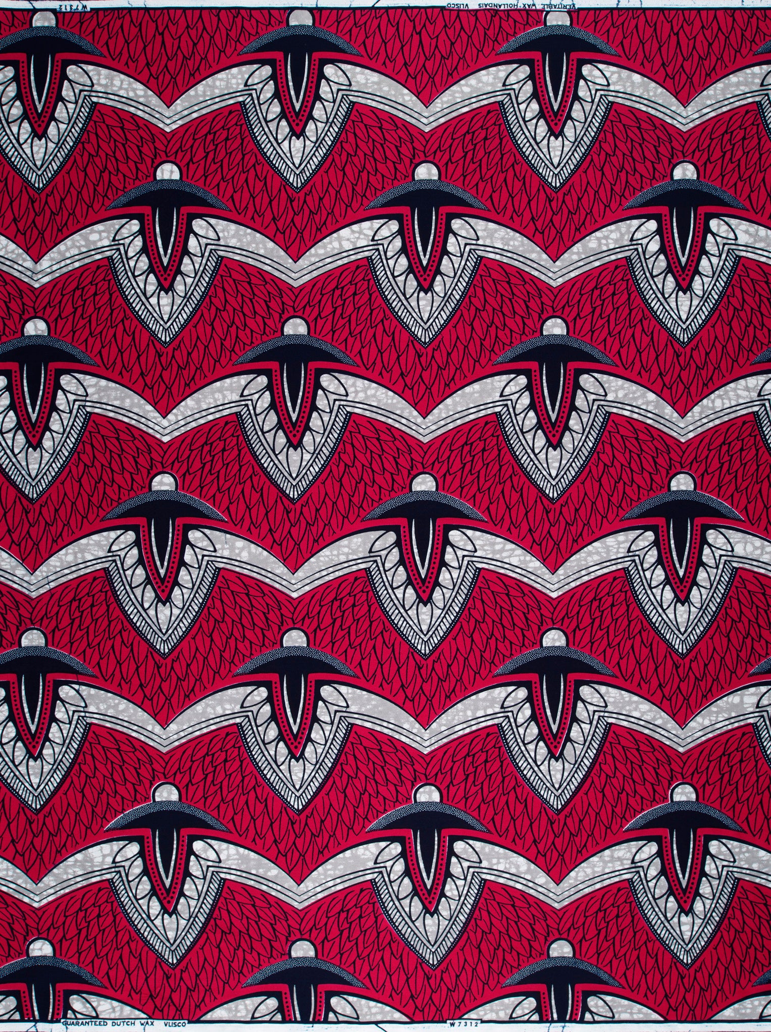 Vibrant red african print fabric wax hollandais vlw7312.002