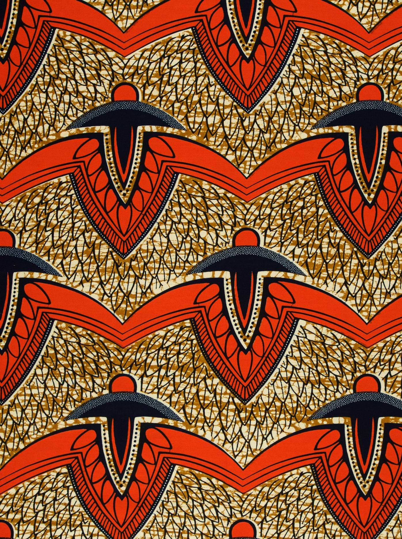 Vibrant red black geometric-patterned african wax hollandais vlw7312.004