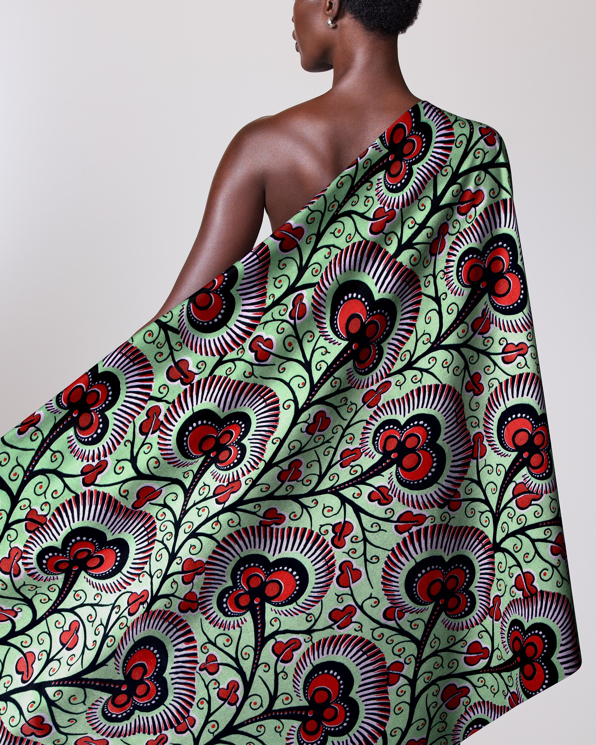 Vibrant green red black patterned wax hollandais vlw7374.014