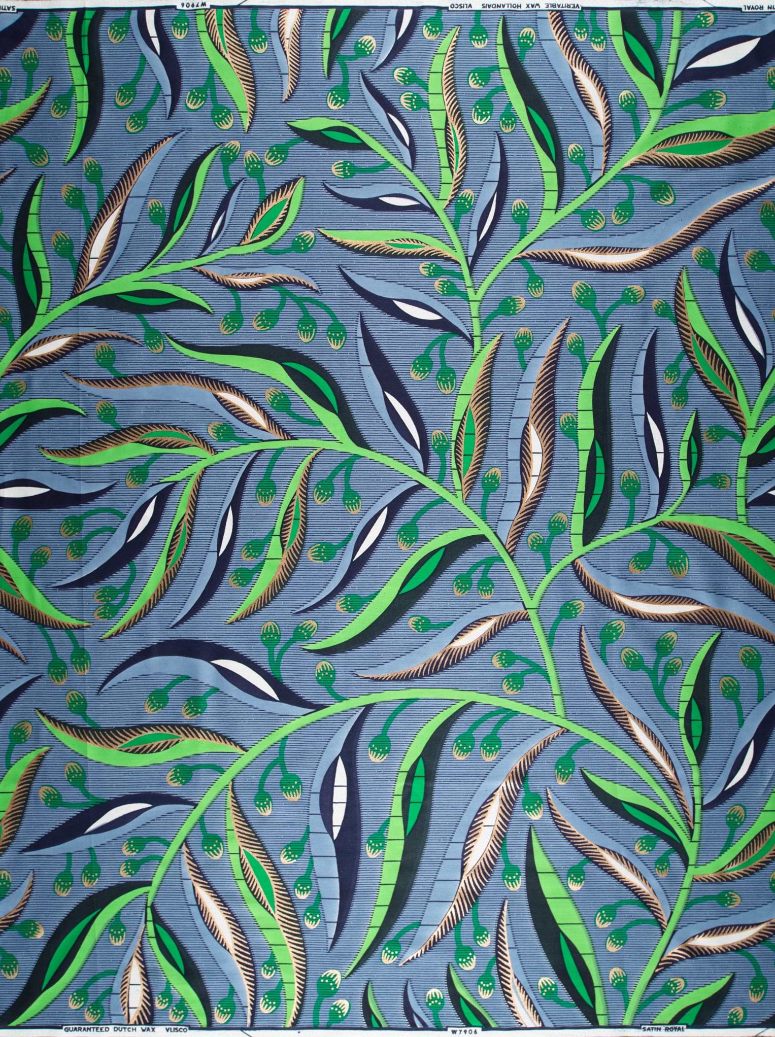 Vibrant blue african print fabric satin royal vlw7906.001
