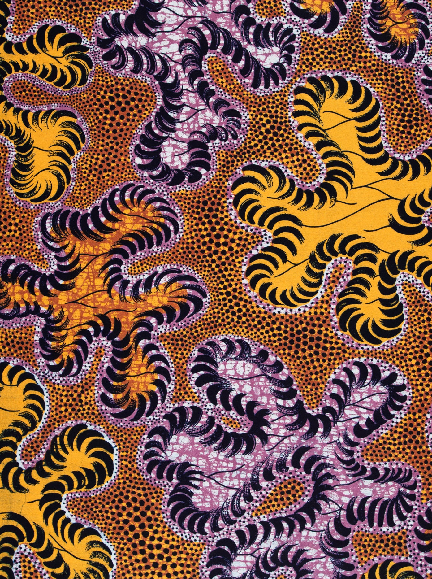 Vibrant orange black patterned fabric wax hollandais vlw8651.004