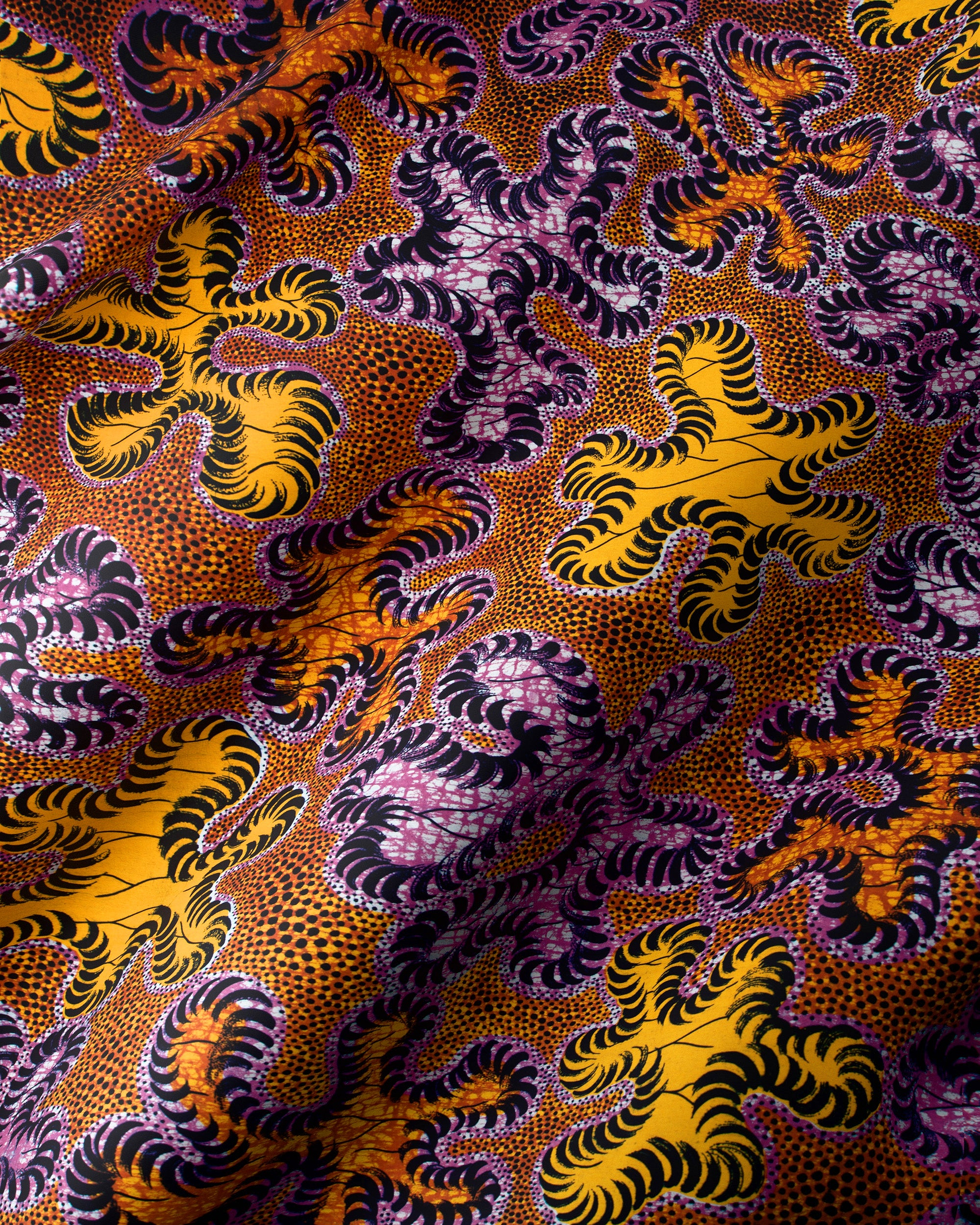 Vibrant orange fabric bold yellow wax hollandais vlw8651.004