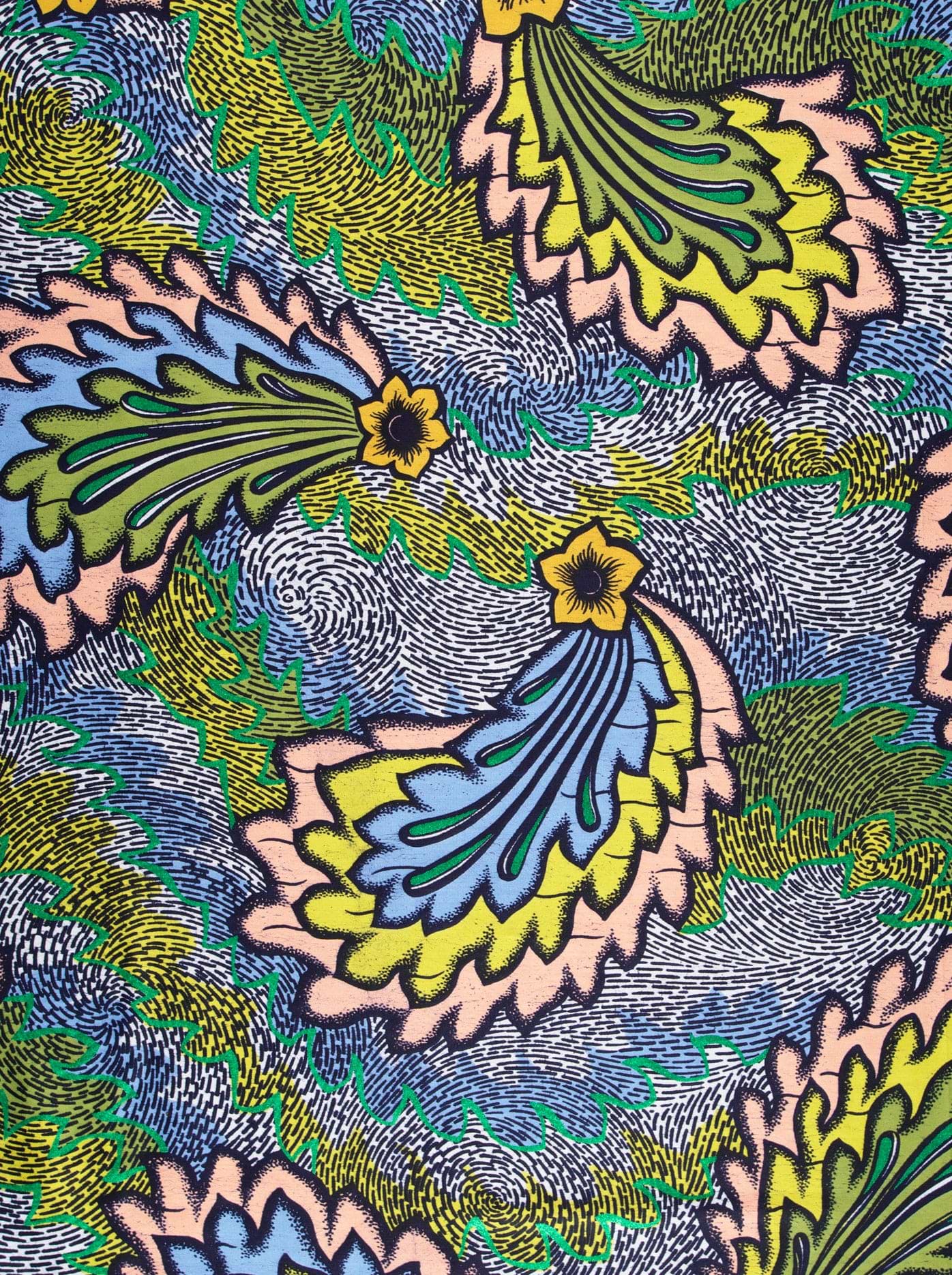 Vibrant hand-drawn floral fabric bold satin royal vlw8985.008