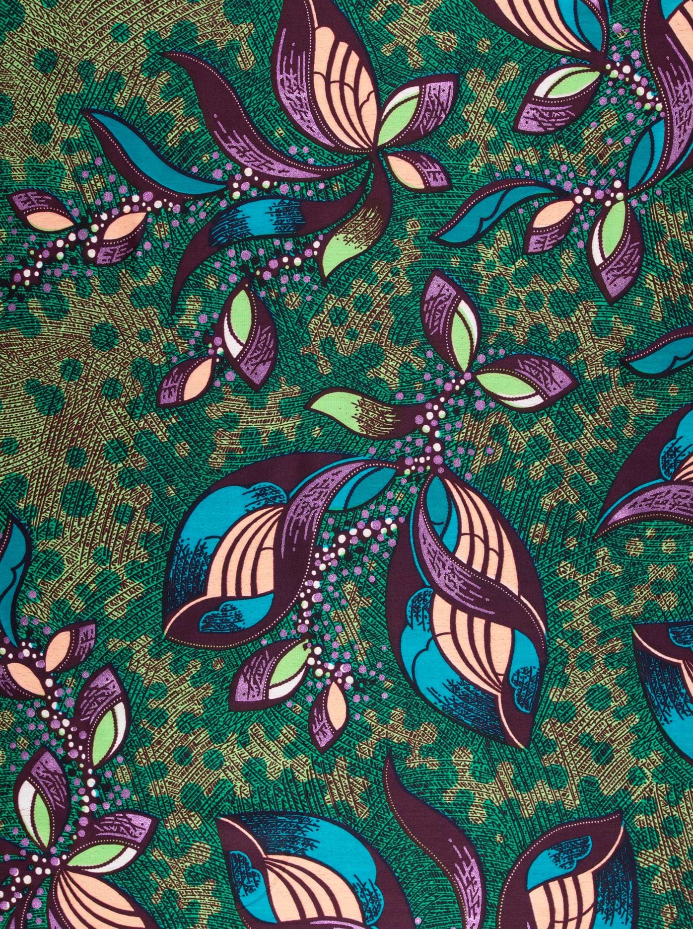 Vibrant patterned fabric stylized floral satin royal vlw9067.006