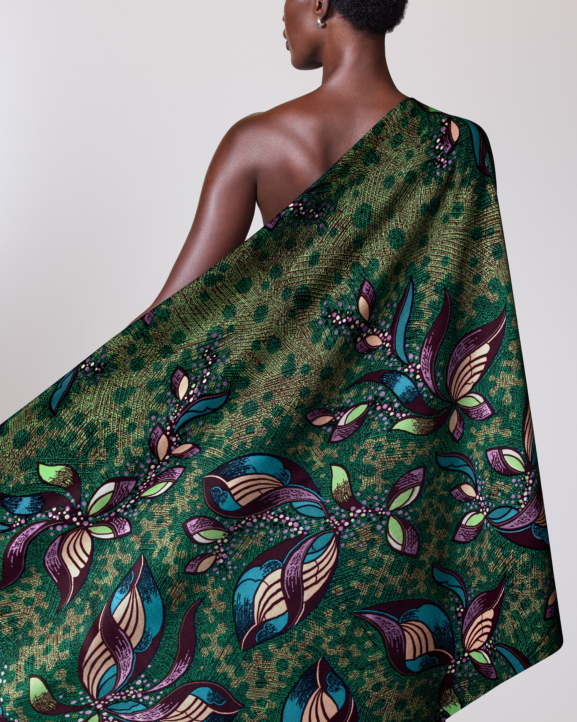 Vibrant green fabric intricate floral satin royal vlw9067.006