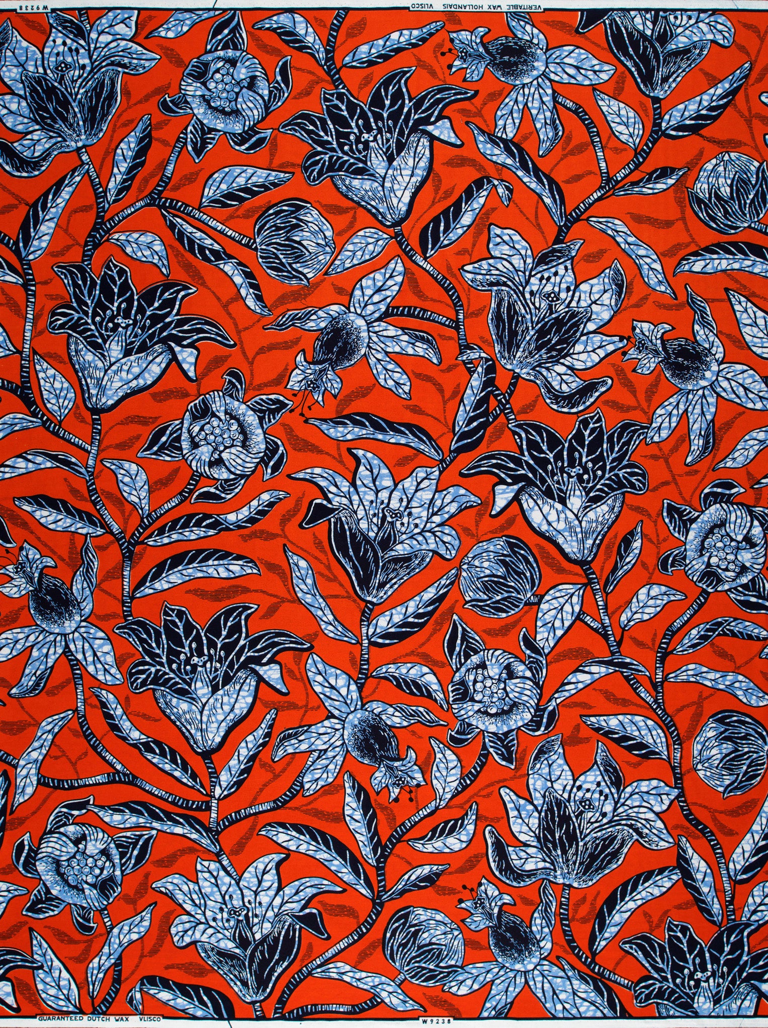 Vibrant red fabric bold pattern wax hollandais vlw9238.005