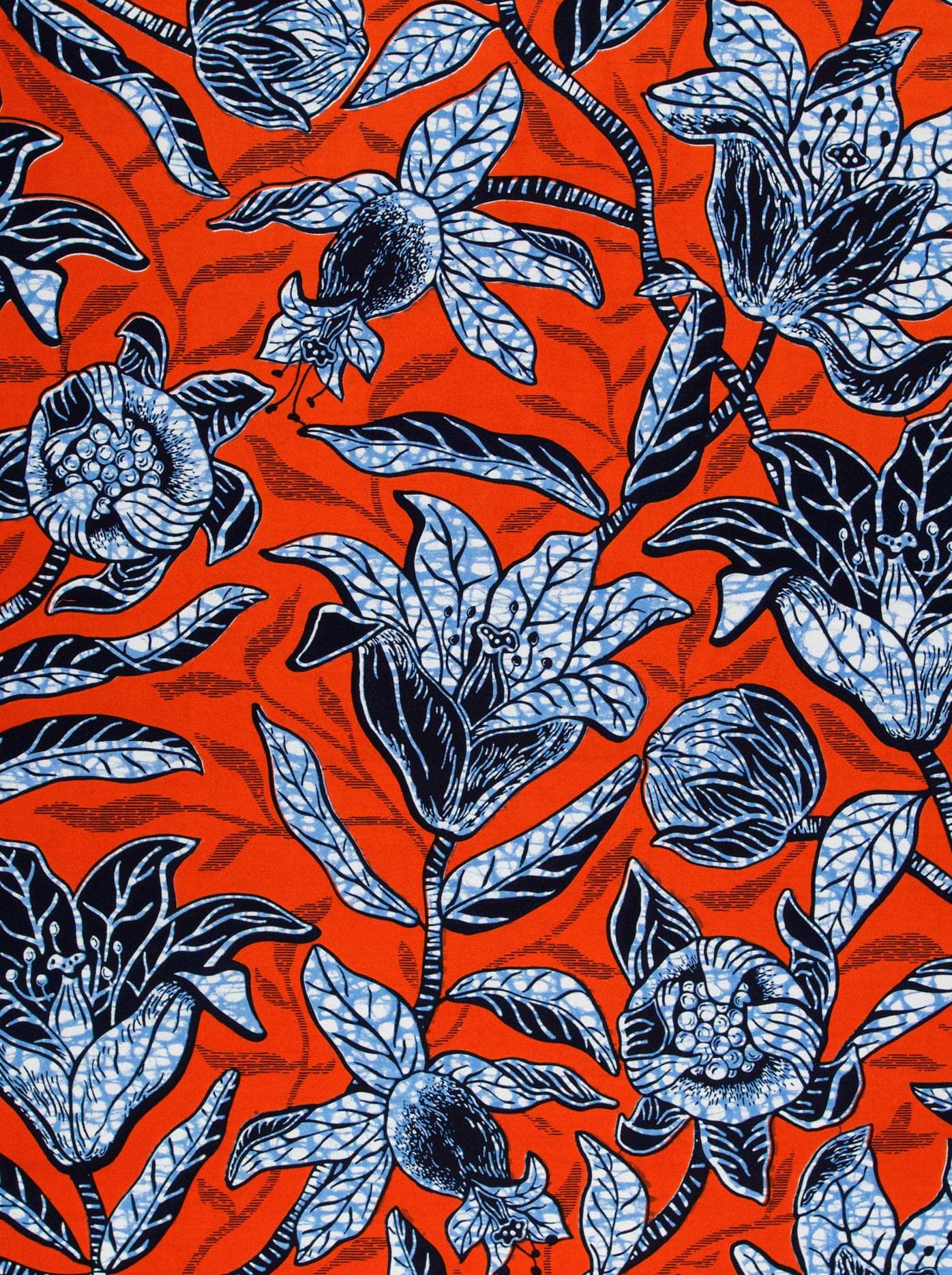Vibrant orange fabric bold pattern wax hollandais vlw9238.005