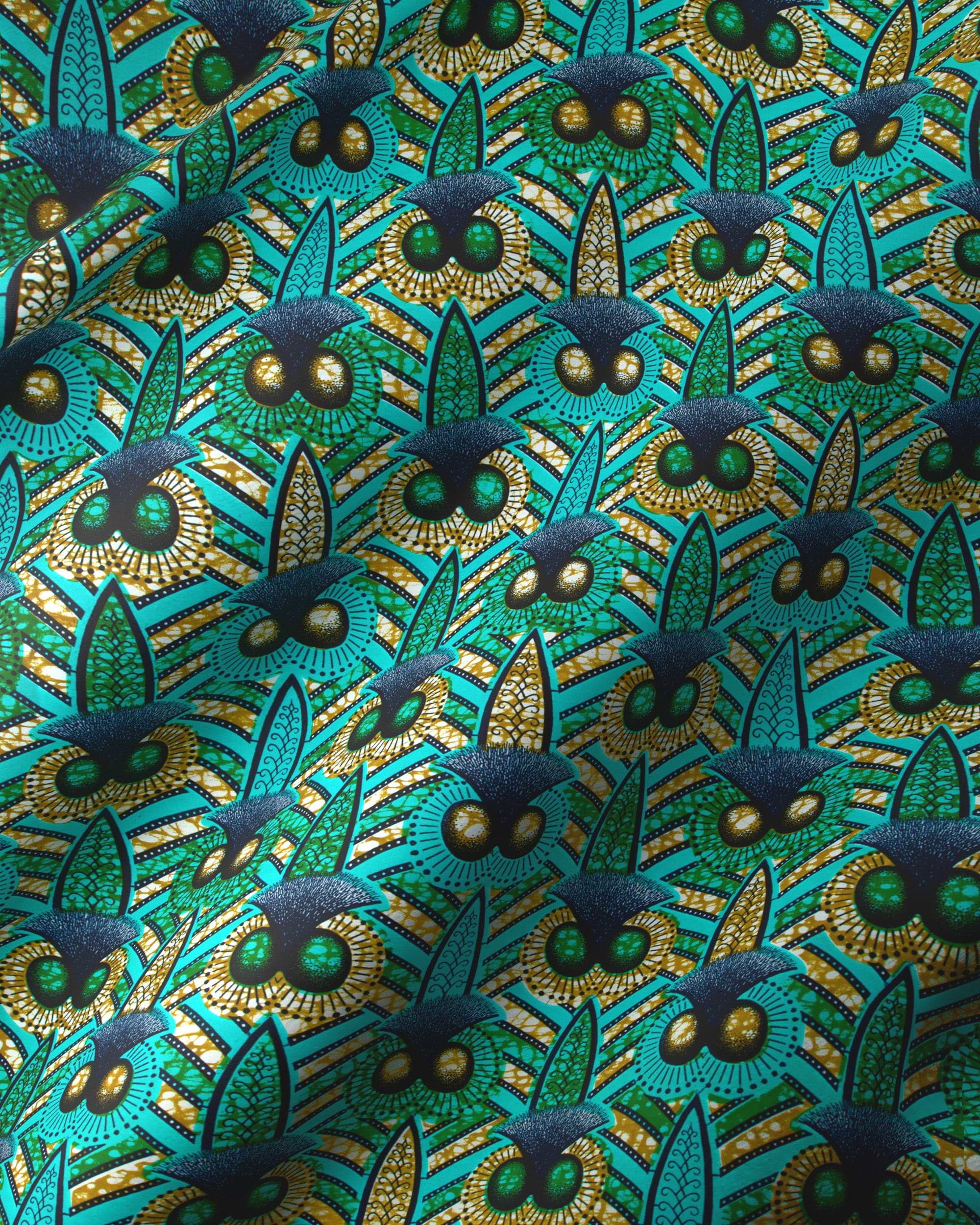 Vibrant turquoise fabric bold pattern wax hollandais vlw9321.002