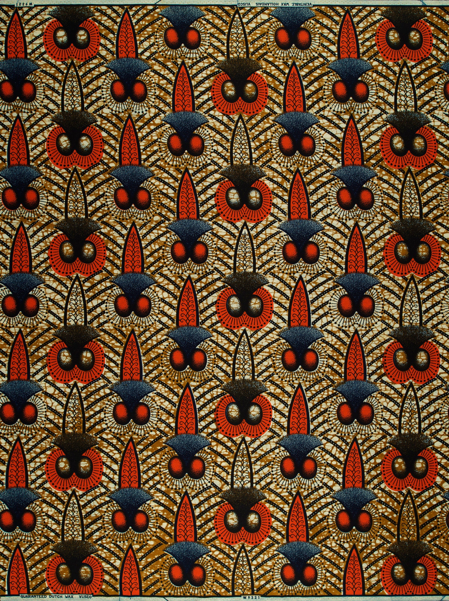 Vibrant red blue black stylized wax hollandais vlw9321.003