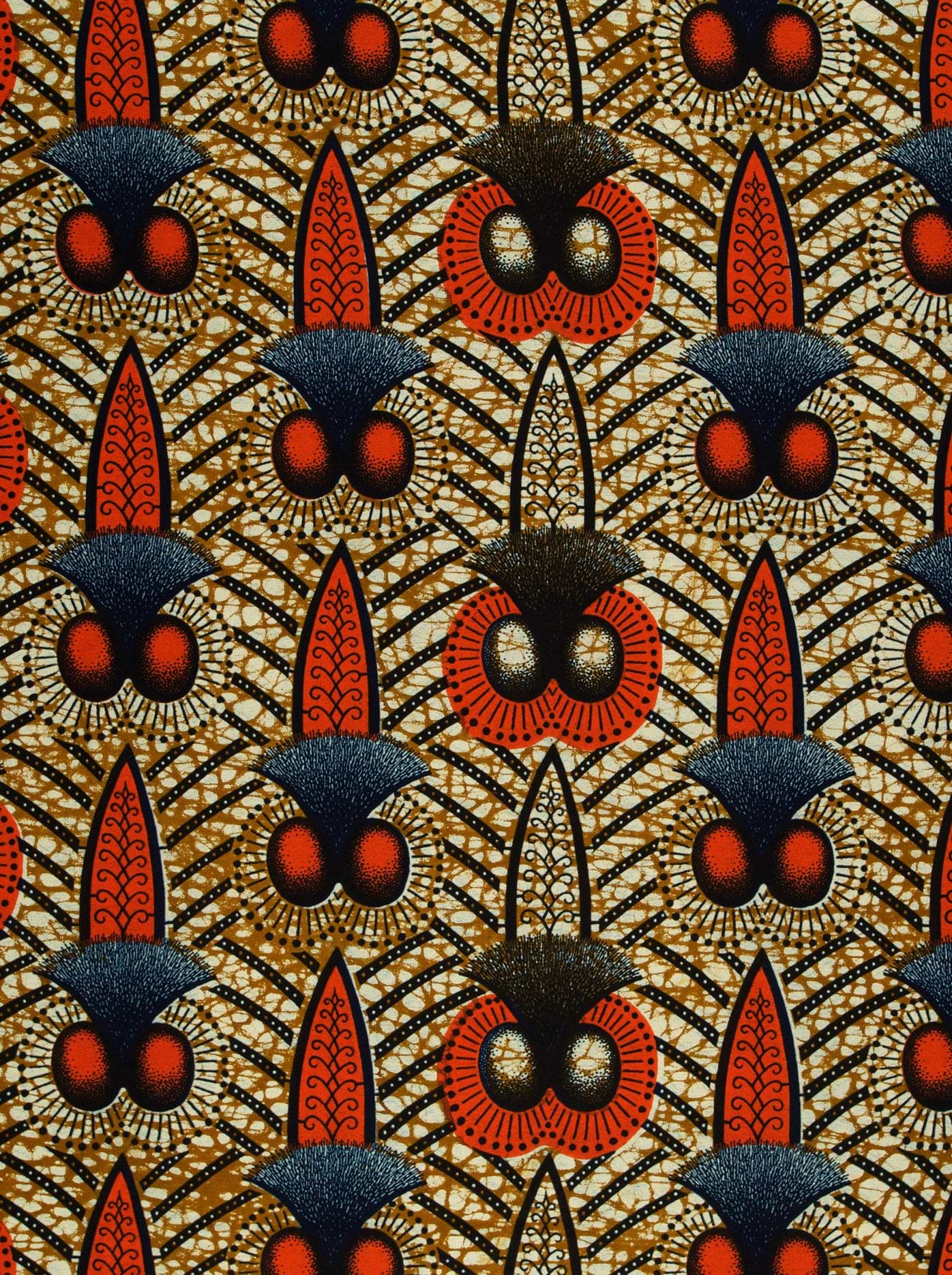 Vibrant red navy blue patterned wax hollandais vlw9321.003