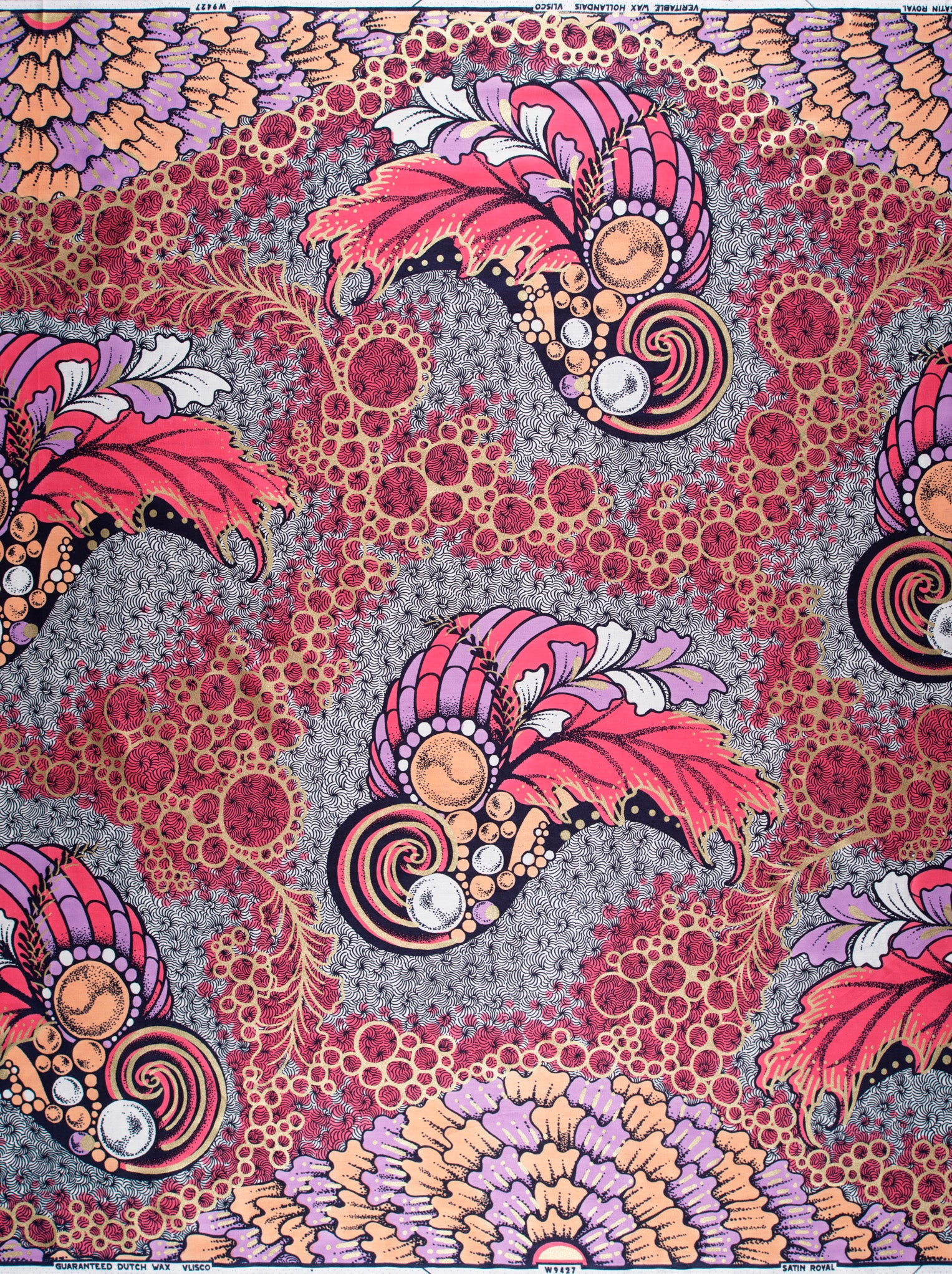Vibrant red purple feathered paisley satin royal vlw9427.005