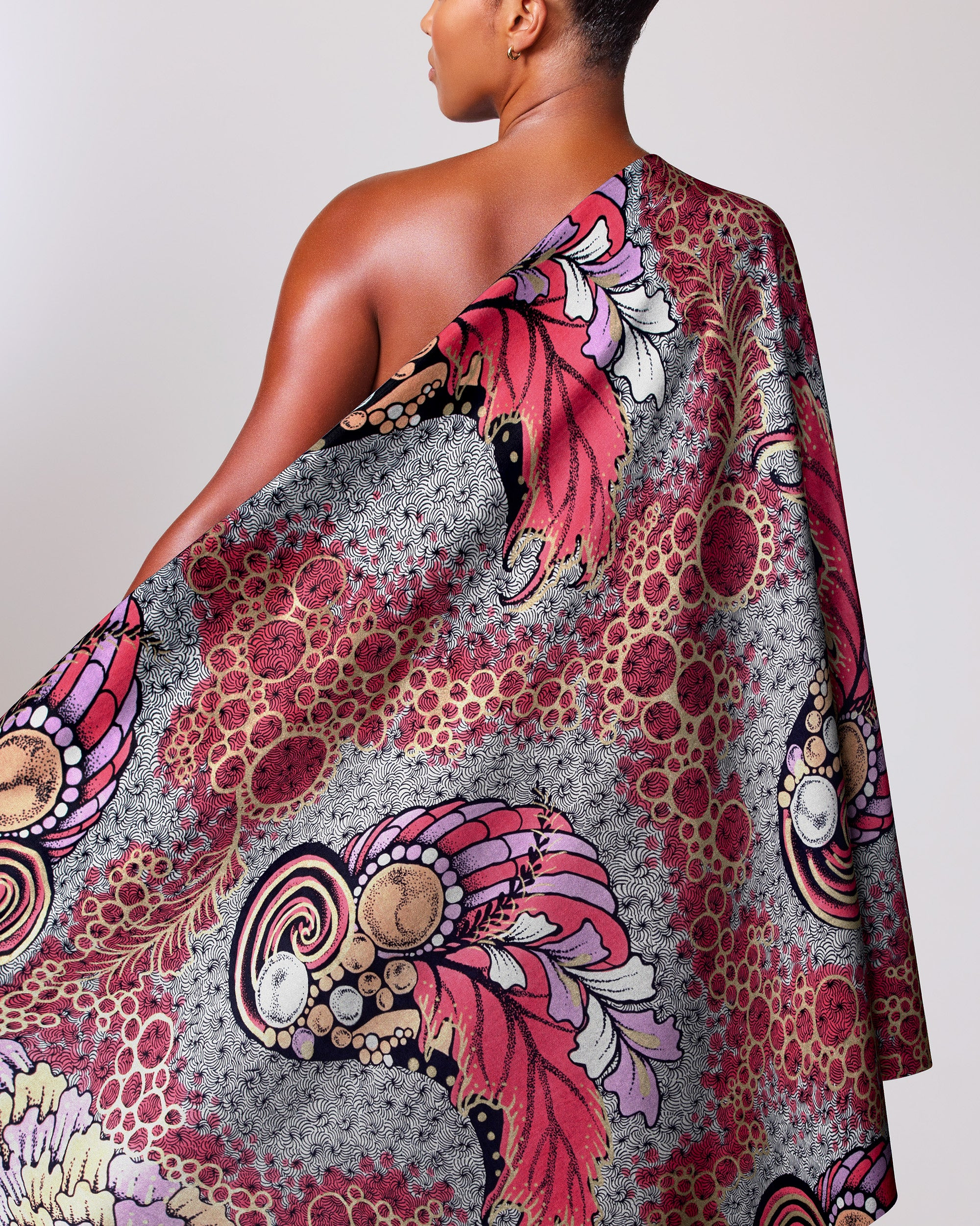 Vibrant one-shoulder wrap dress rich satin royal vlw9427.005