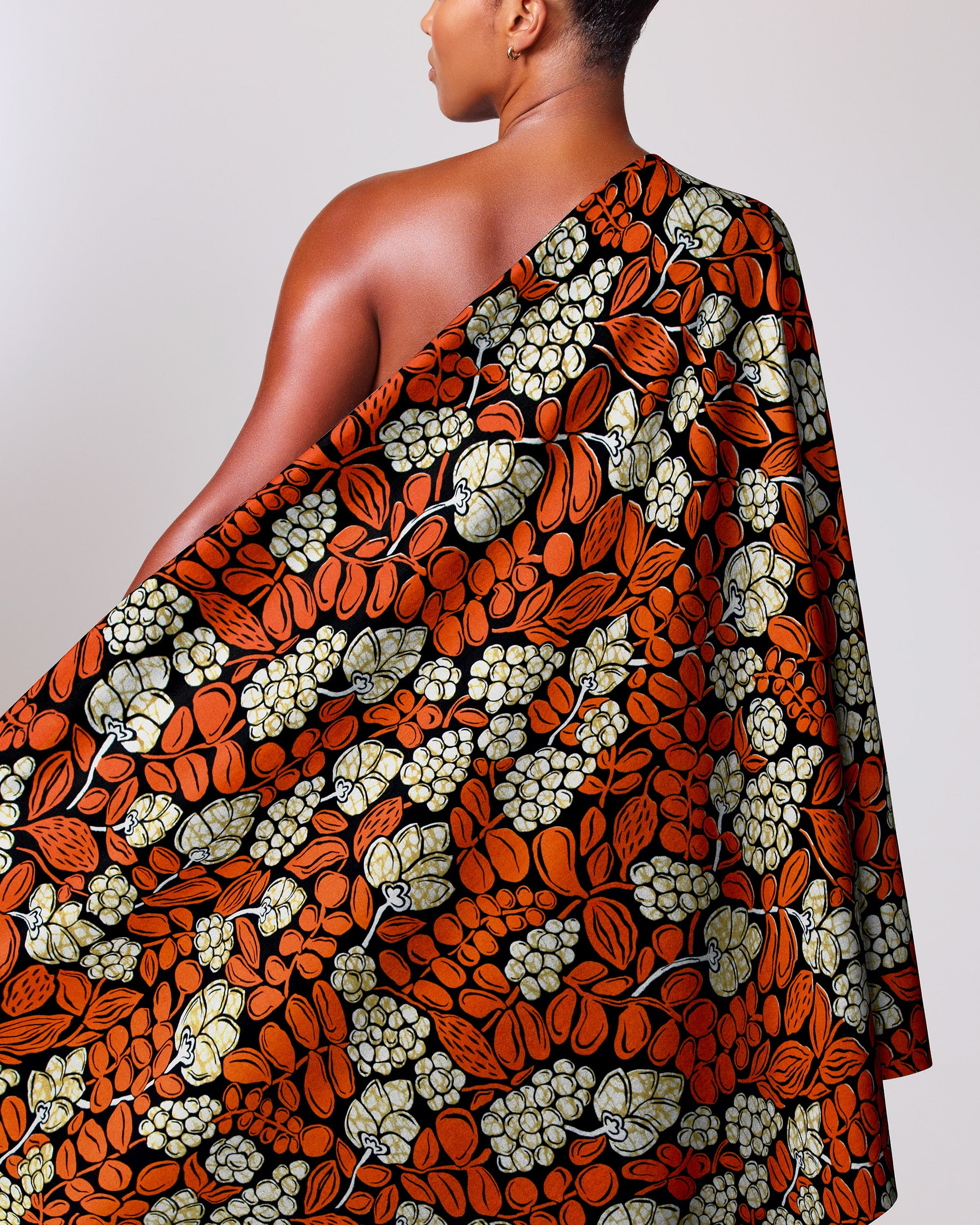 Vibrant one-shoulder dress bold orange wax hollandais vlw9431.005