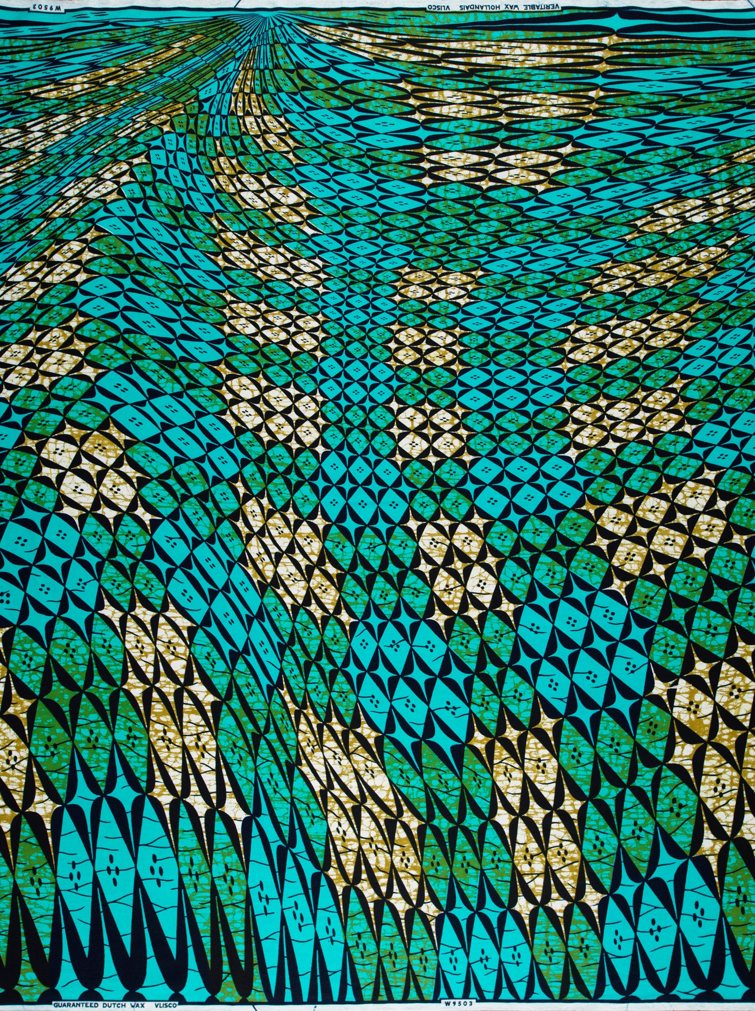 Vibrant turquoise green geometric-patterned fabric wax hollandais vlw9503.003
