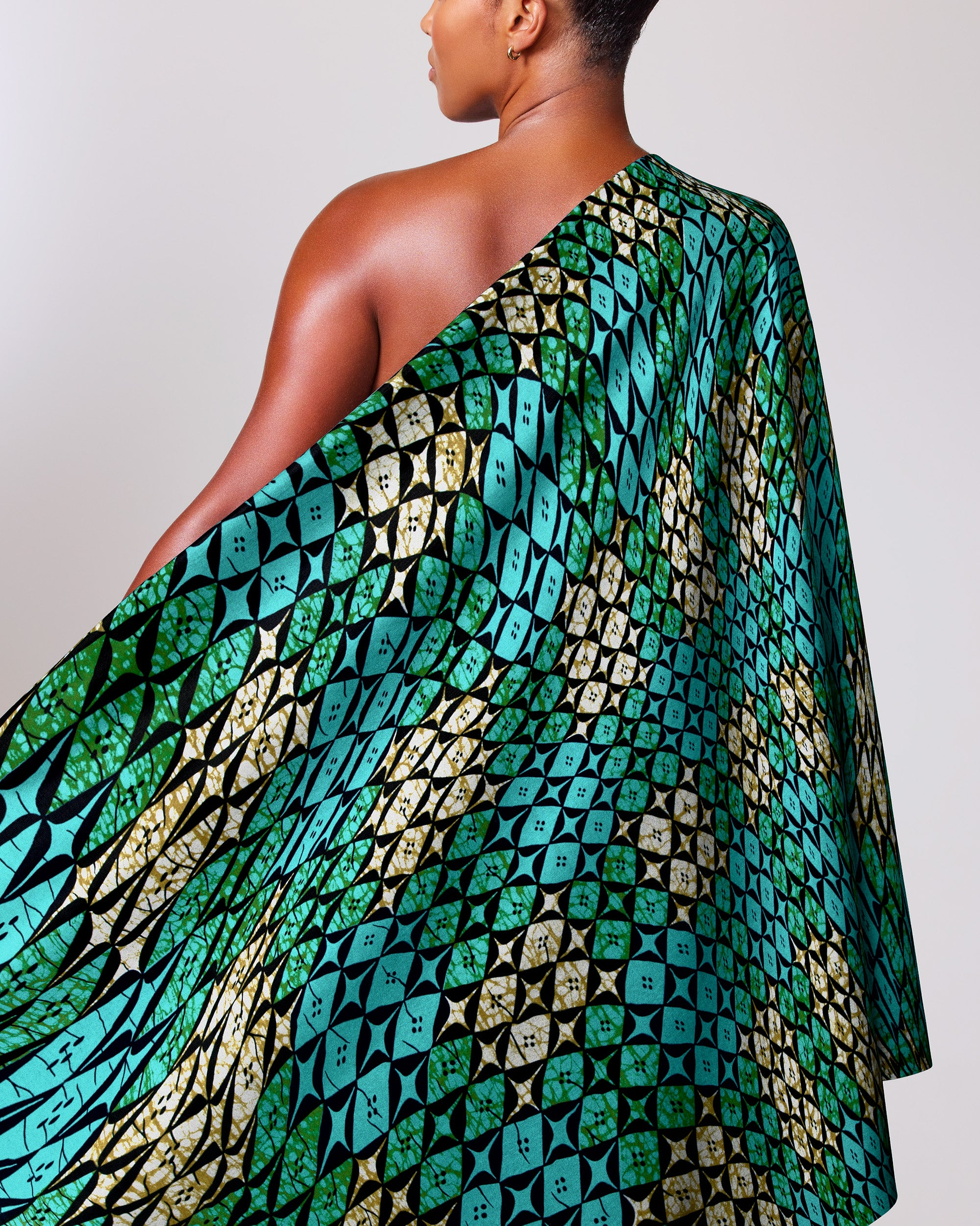 Vibrant one-shoulder wrap dress bold wax hollandais vlw9503.003