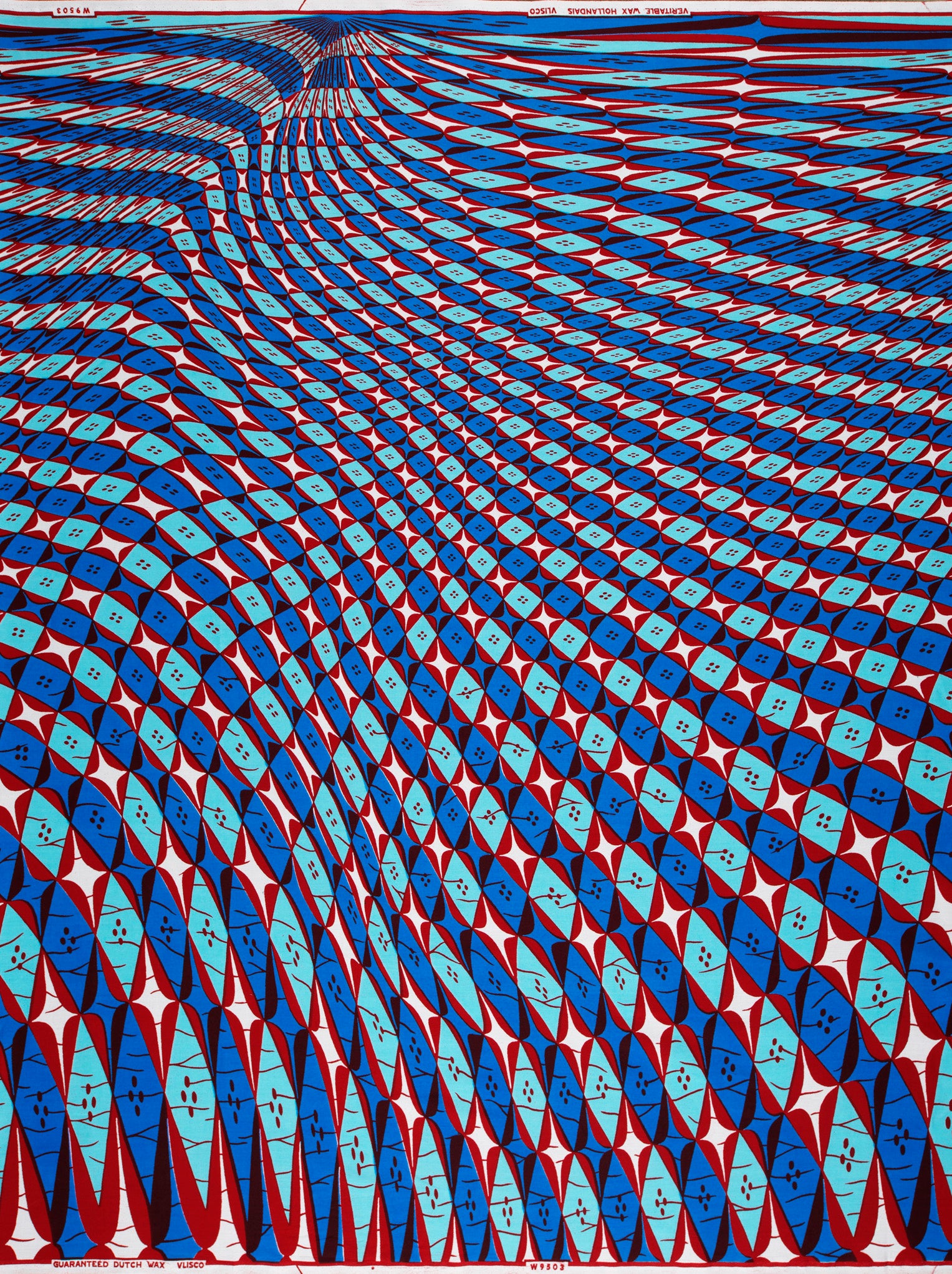 Vibrant blue red white geometric wax hollandais vlw9503.009