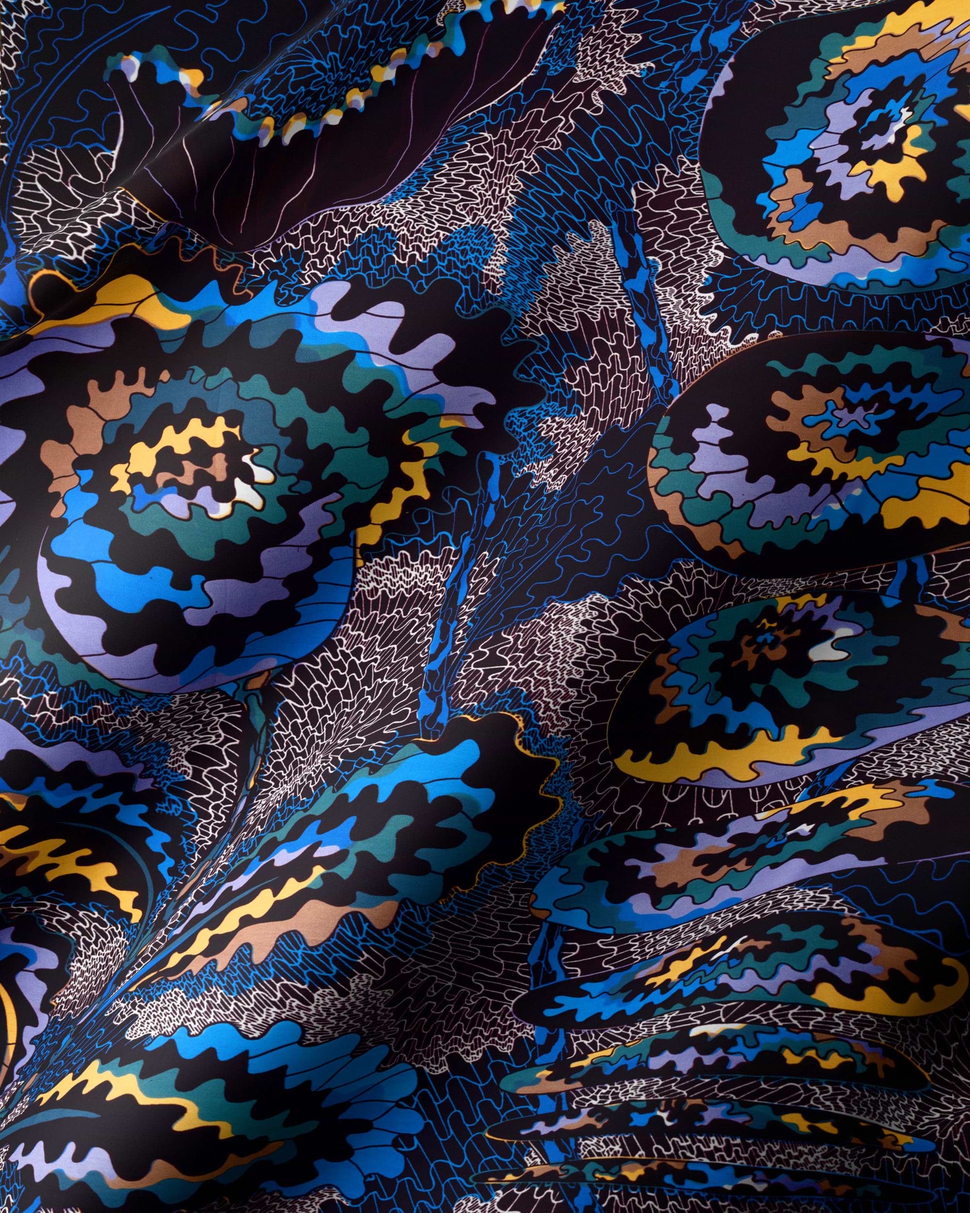 Vibrant abstract-patterned silk scarf bold wax hollandais vlw9921.003