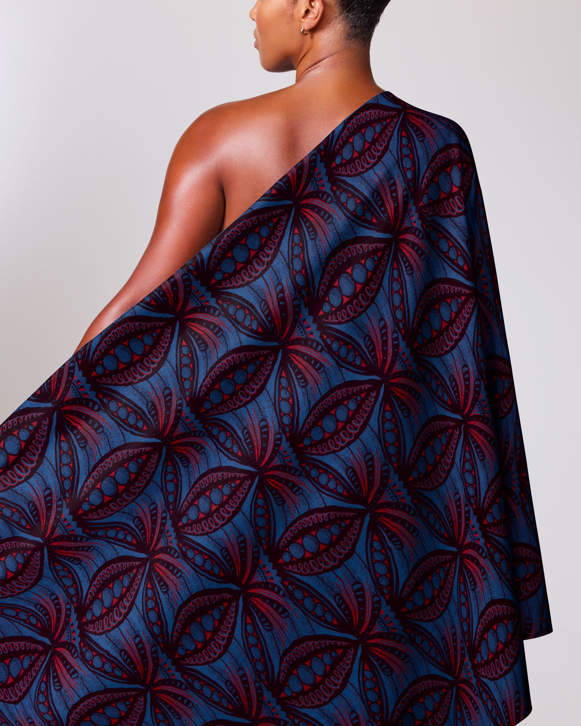 One-shoulder wrap dress deep blue radiance vlr6990.002