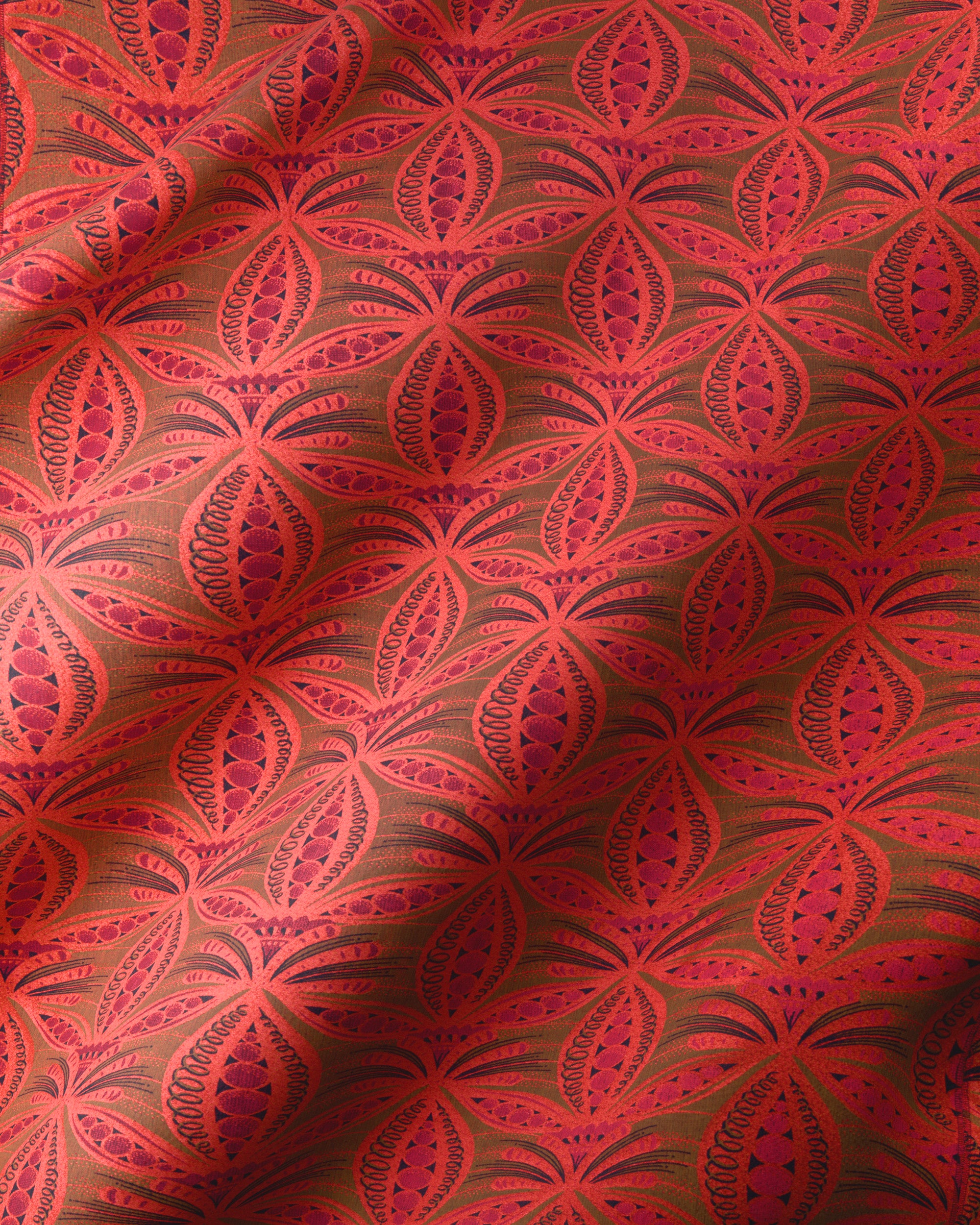 Vibrant red brown patterned fabric radiance vlr6990.003