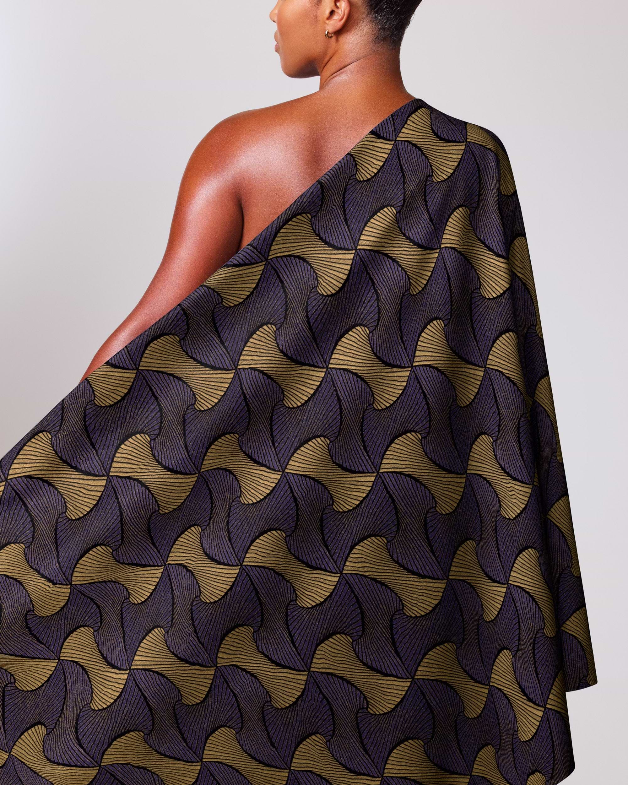 One-shoulder garment bold pattern gold radiance vlr9969.002