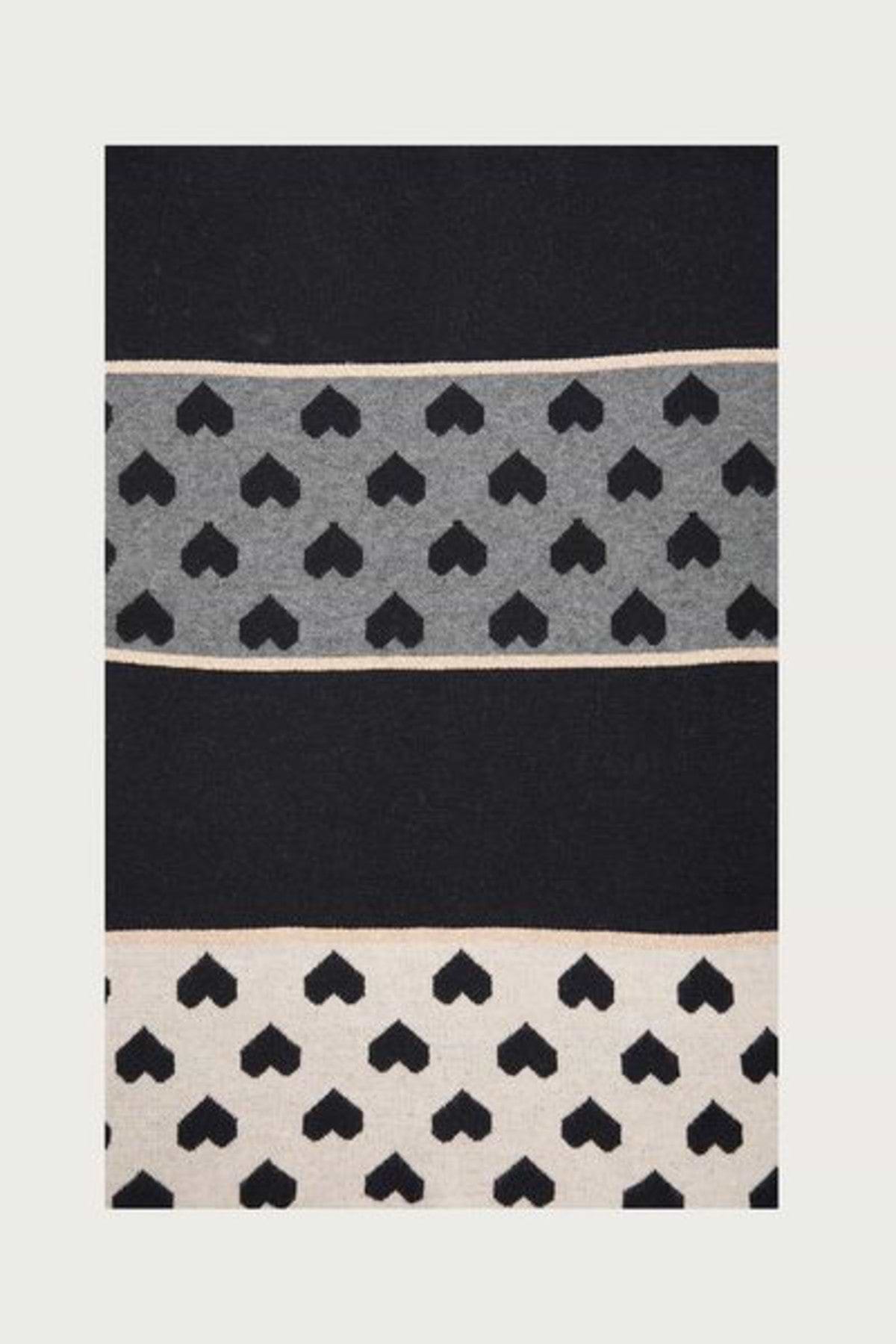 Heart Mixed Pattern Scarf - Black