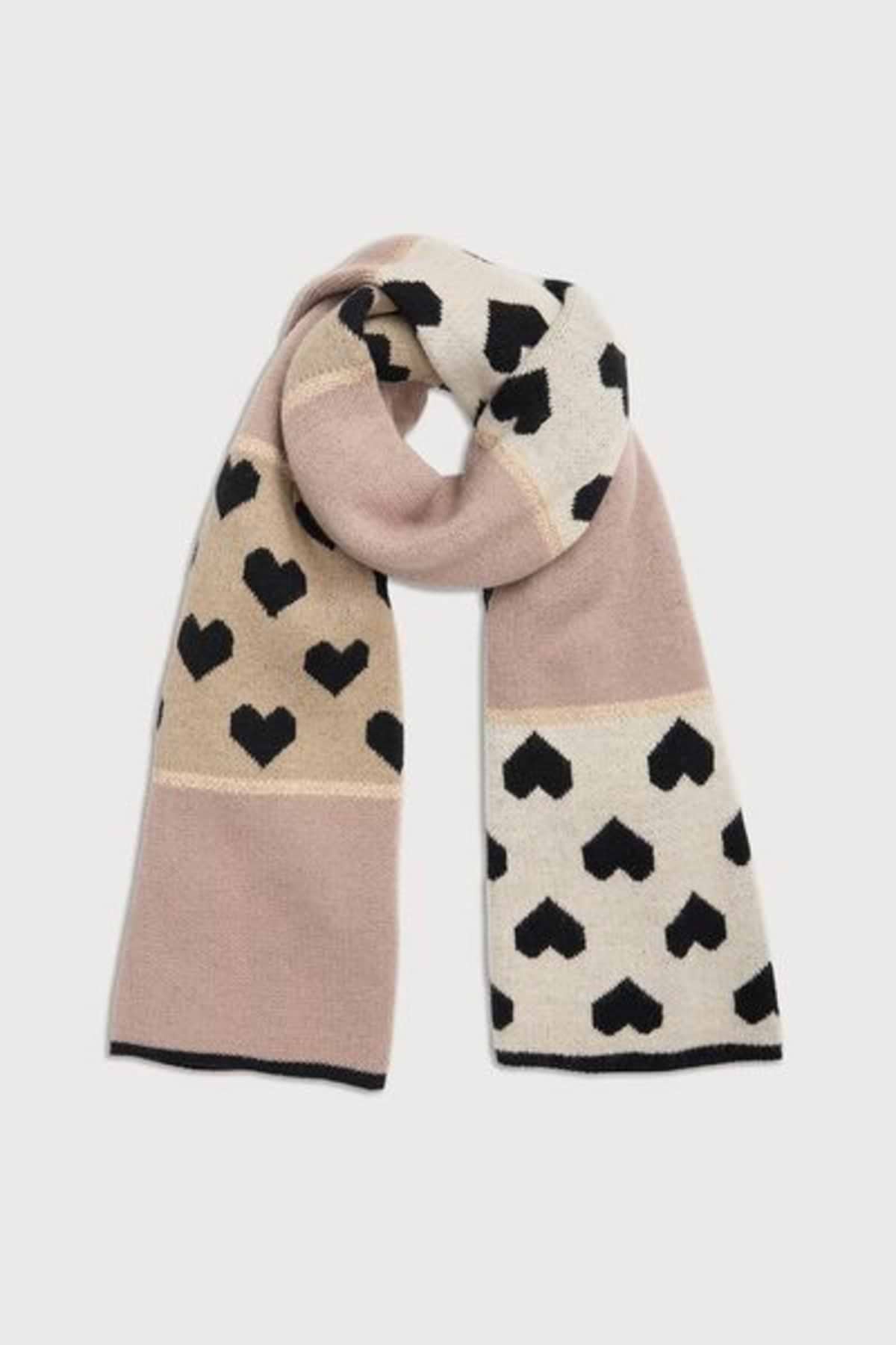 Heart Mixed Pattern Scarf - Mauve