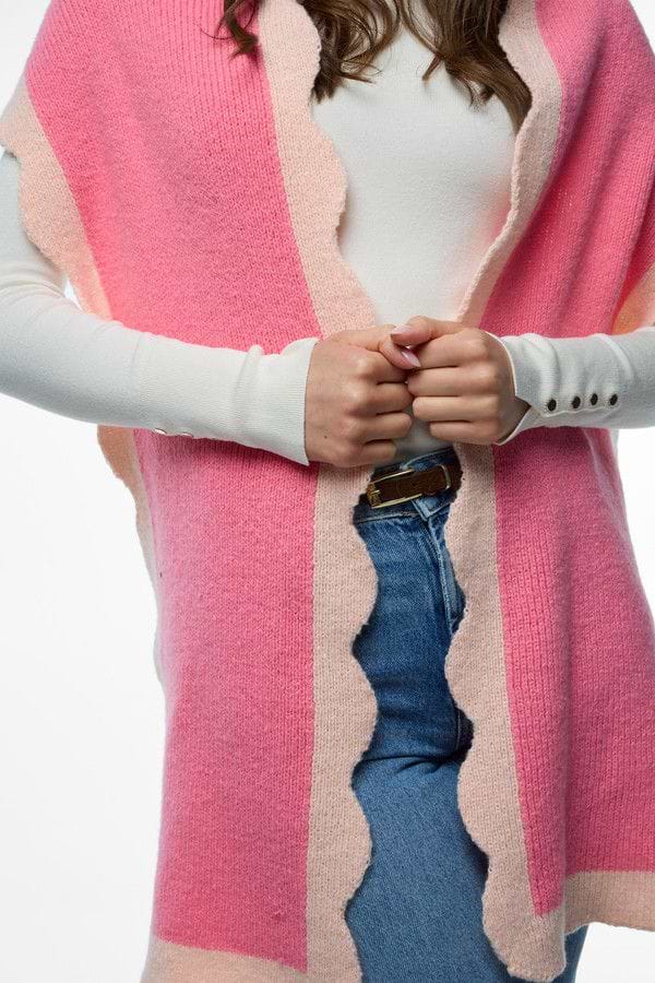 Scallop Trim Knit Scarf - Pink