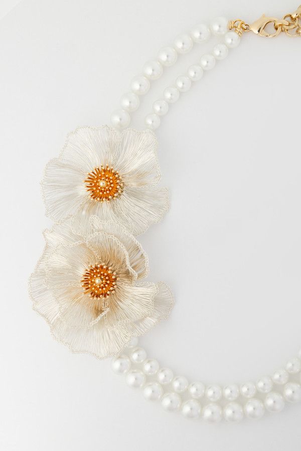 Pearl Bloom Statement Necklace - White
