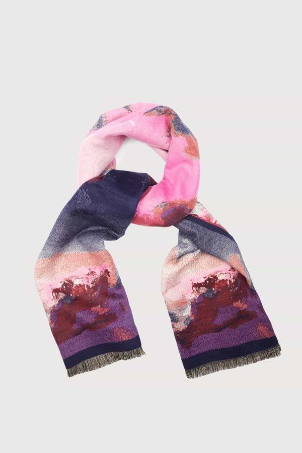 Multicolor Abstract Splatter Reversible Scarf - Multi