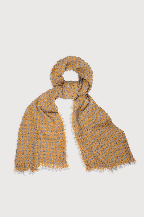 Crinkle Plaid Scarf - Dark yellow