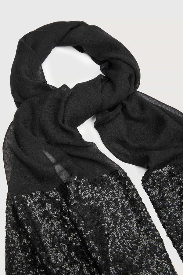 Wool Sparkle Scarf - Black