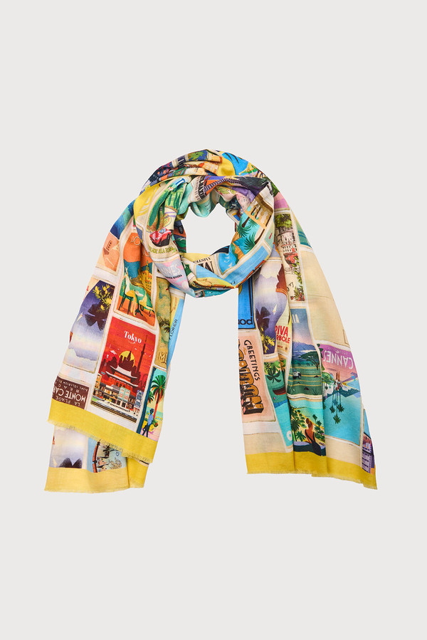 Vintage Postcard Scarf - Multi