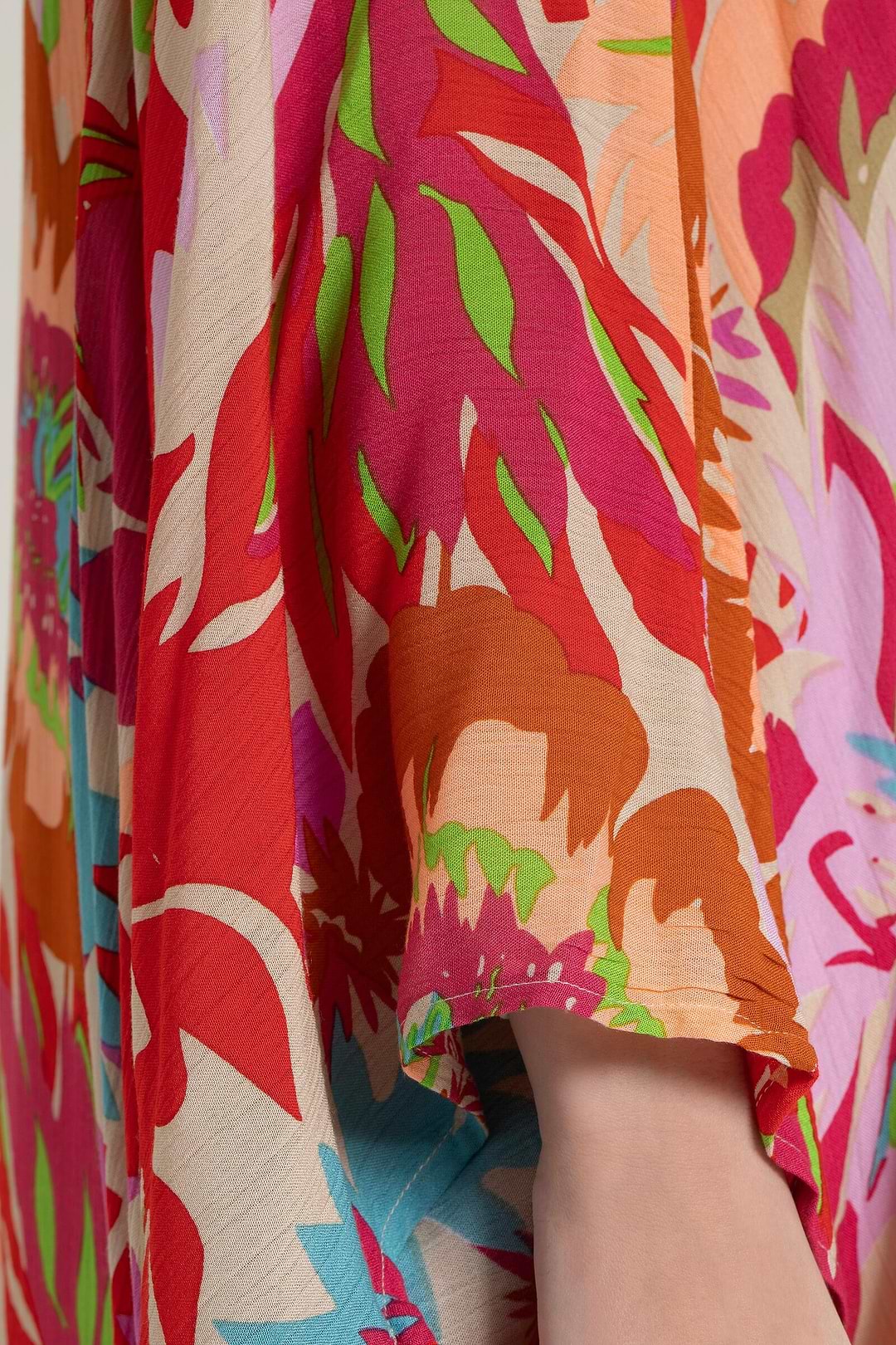 Wing Sleeve Floral Kimono - Pink Multi