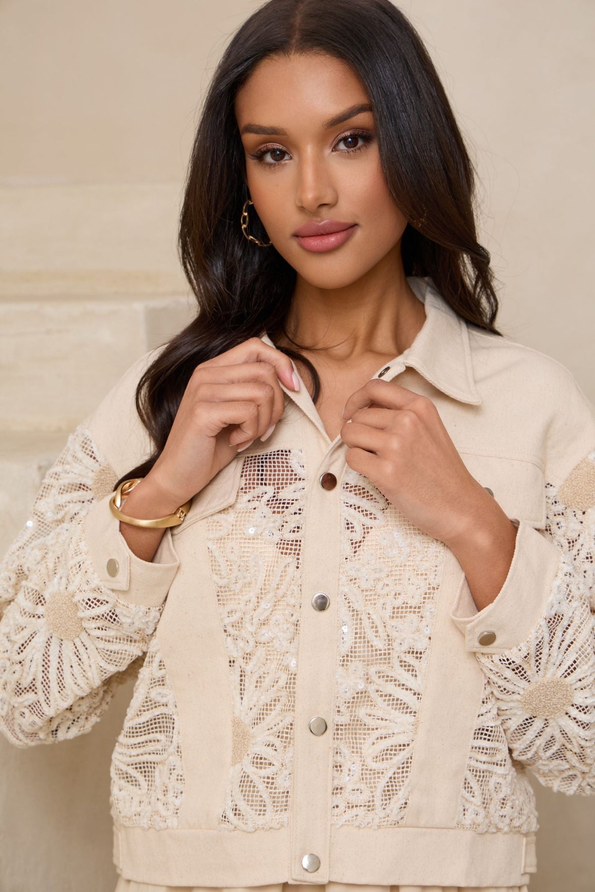 Denim Sequin Soft Lace Jacket – SAACHI