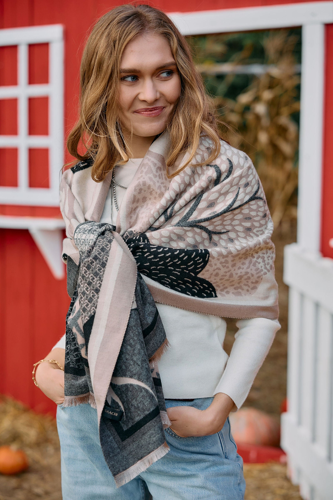 Nature Reversible Scarf in Beige