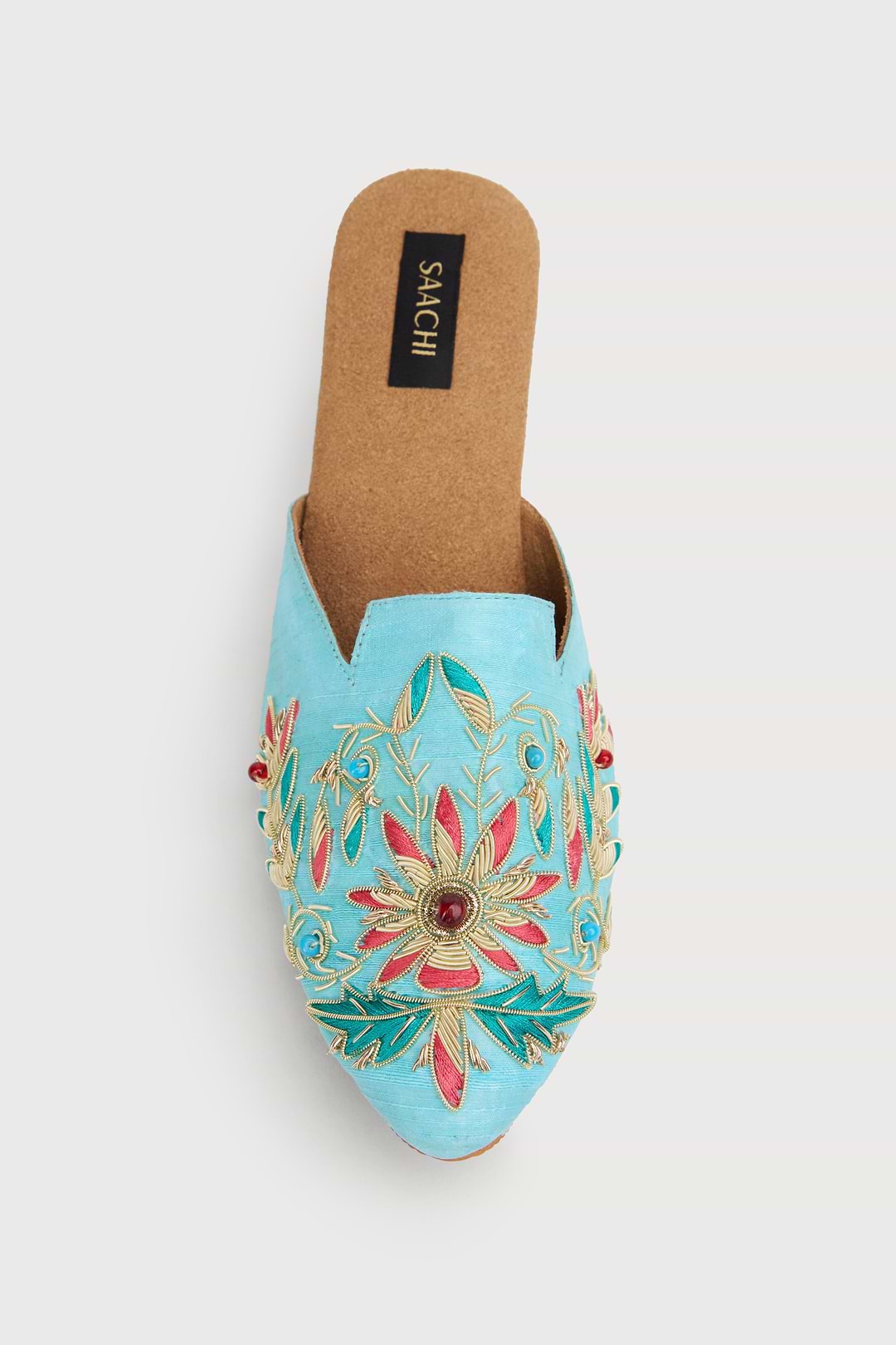 Agara Motif Shoe Mule - Aqua