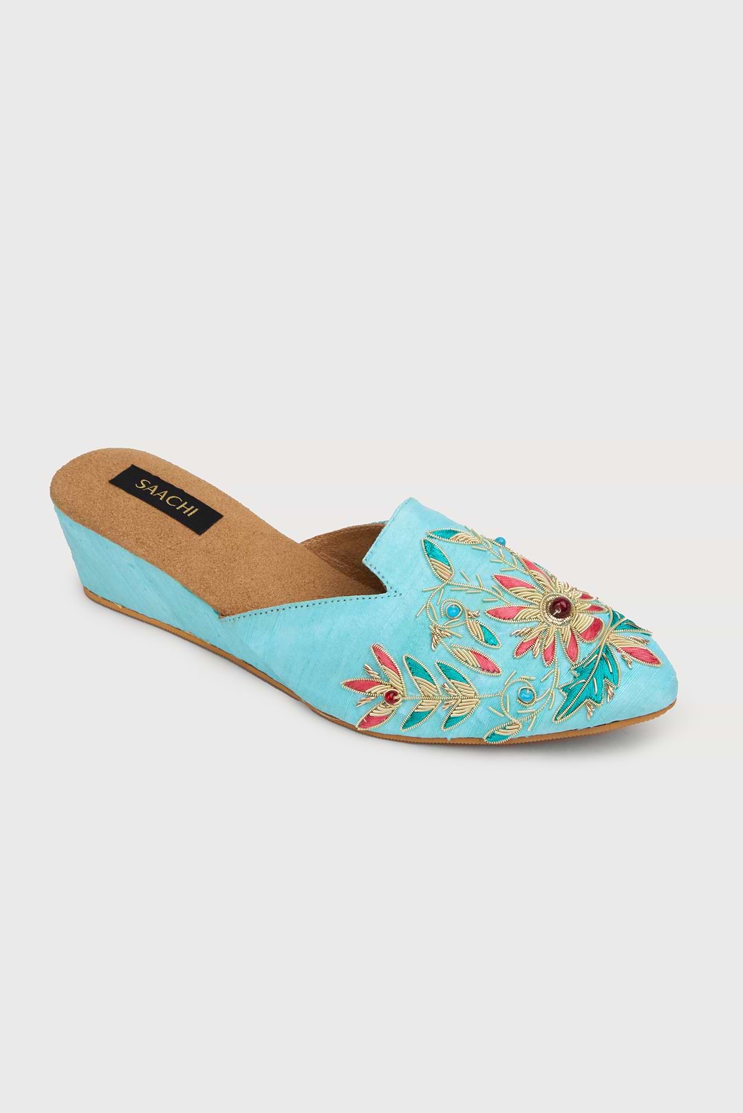 Agara Motif Shoe Mule - Aqua