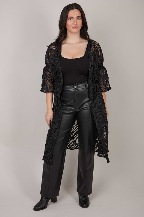 Midi Cutout Duster - Black
