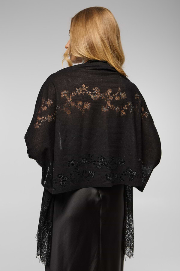 Lace Shimmer Scarf - Black