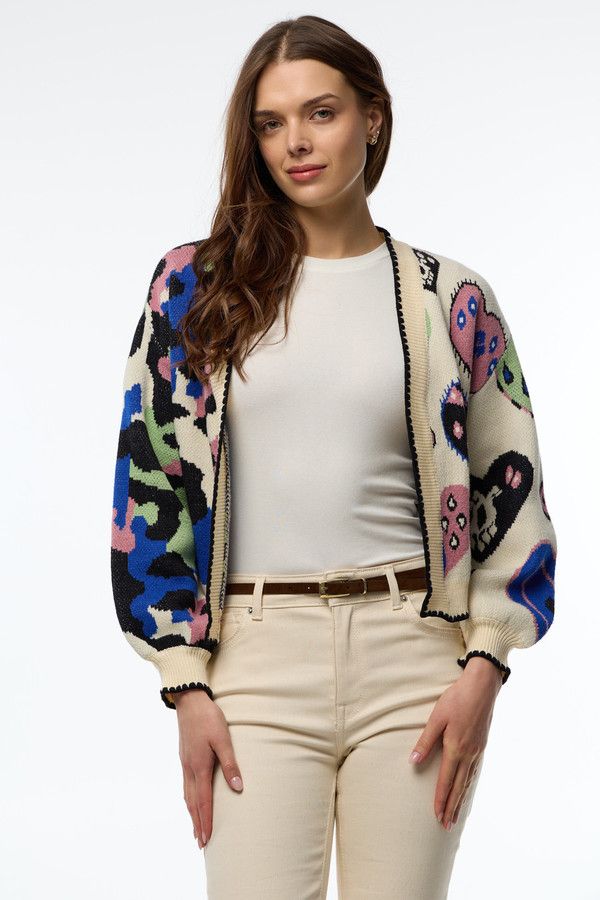 Animal Heart Open Cardigan - Multi