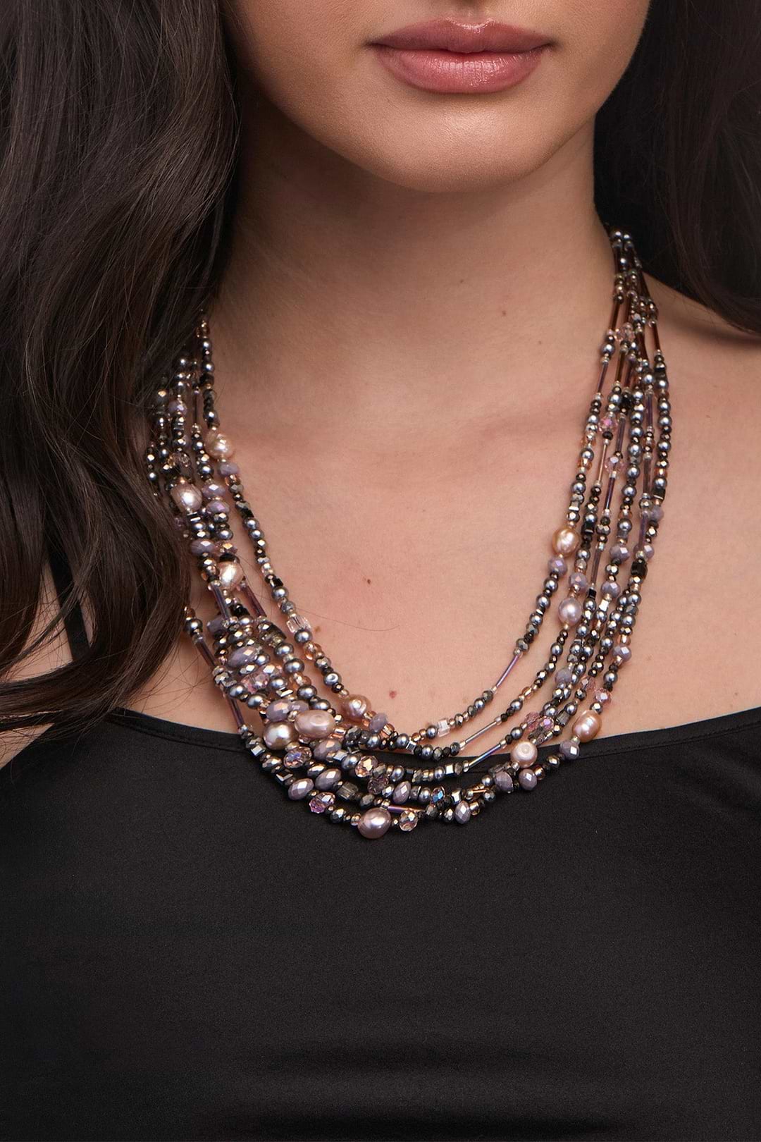 Amethyst Multi Beaded Necklace - Thistle
