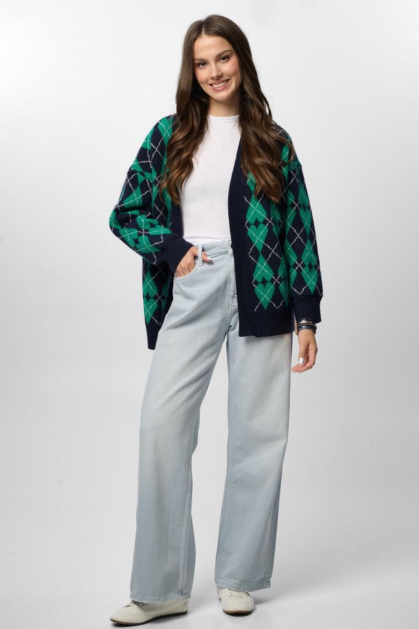 Grandpa Heart Cardigan - Blue Green