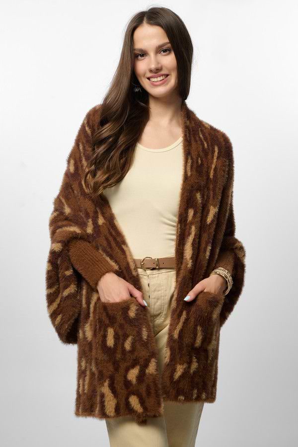 Animal Print Eyelash Knit Card - Brown