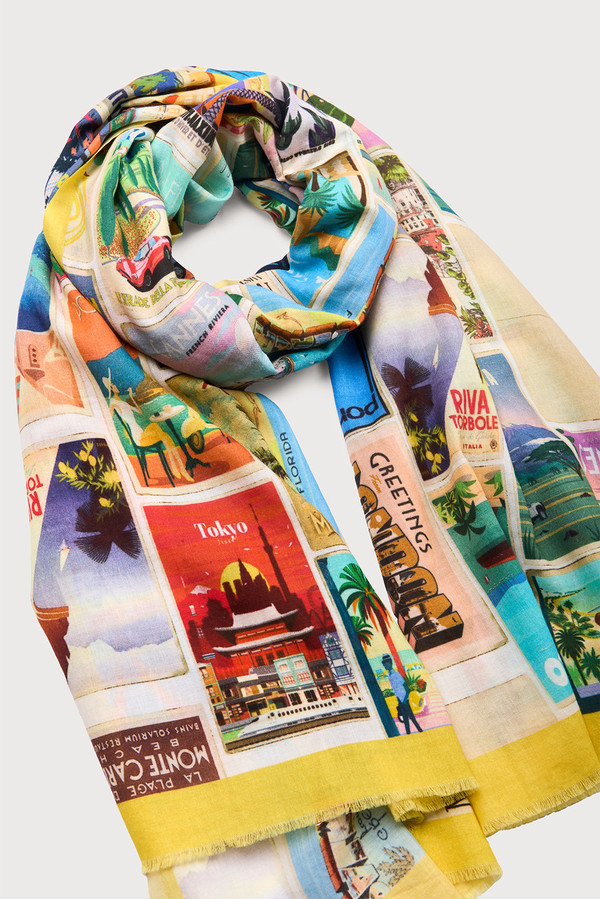 Vintage Postcard Scarf - Multi
