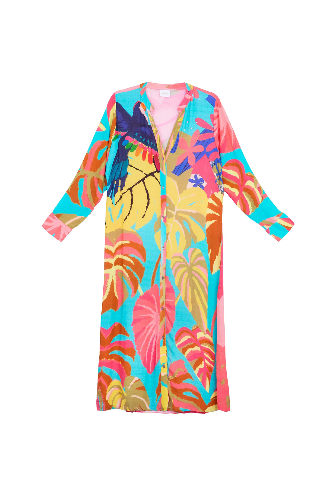 Tropical Button Long Kimono - Multi